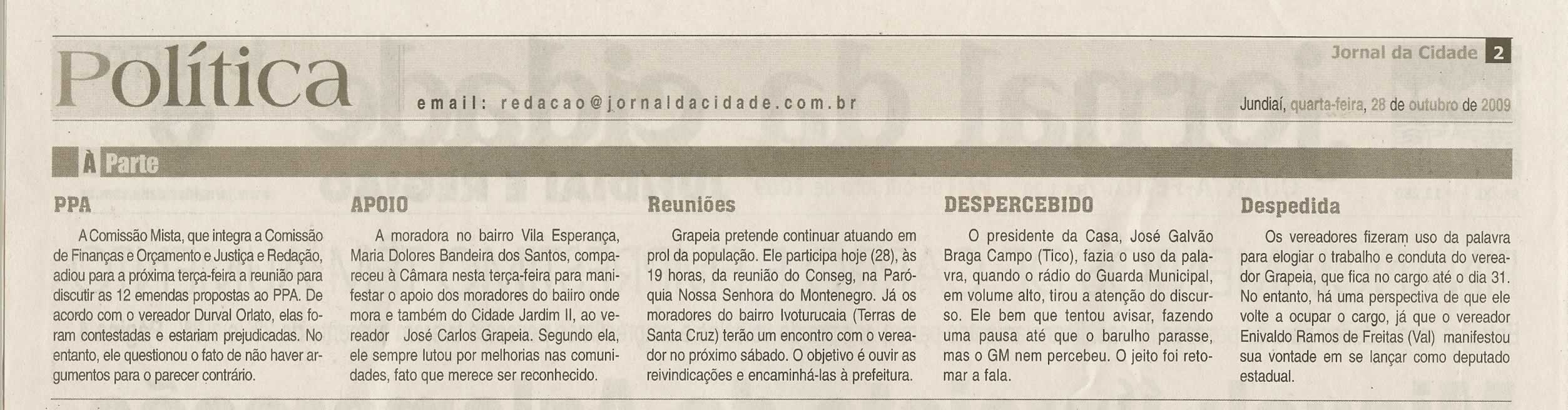 Jornal da Cidade - 28/10/2009