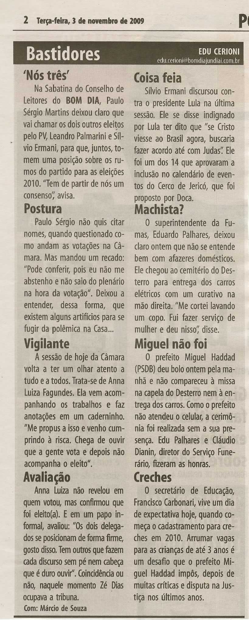 Bom Dia Jundiaí - 03/11/2009