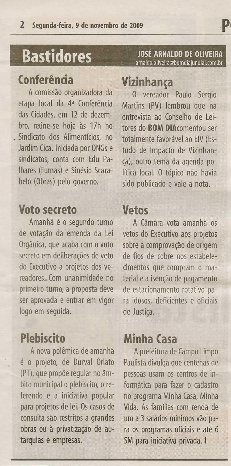 Bom Dia Jundiaí - 09/11/2009