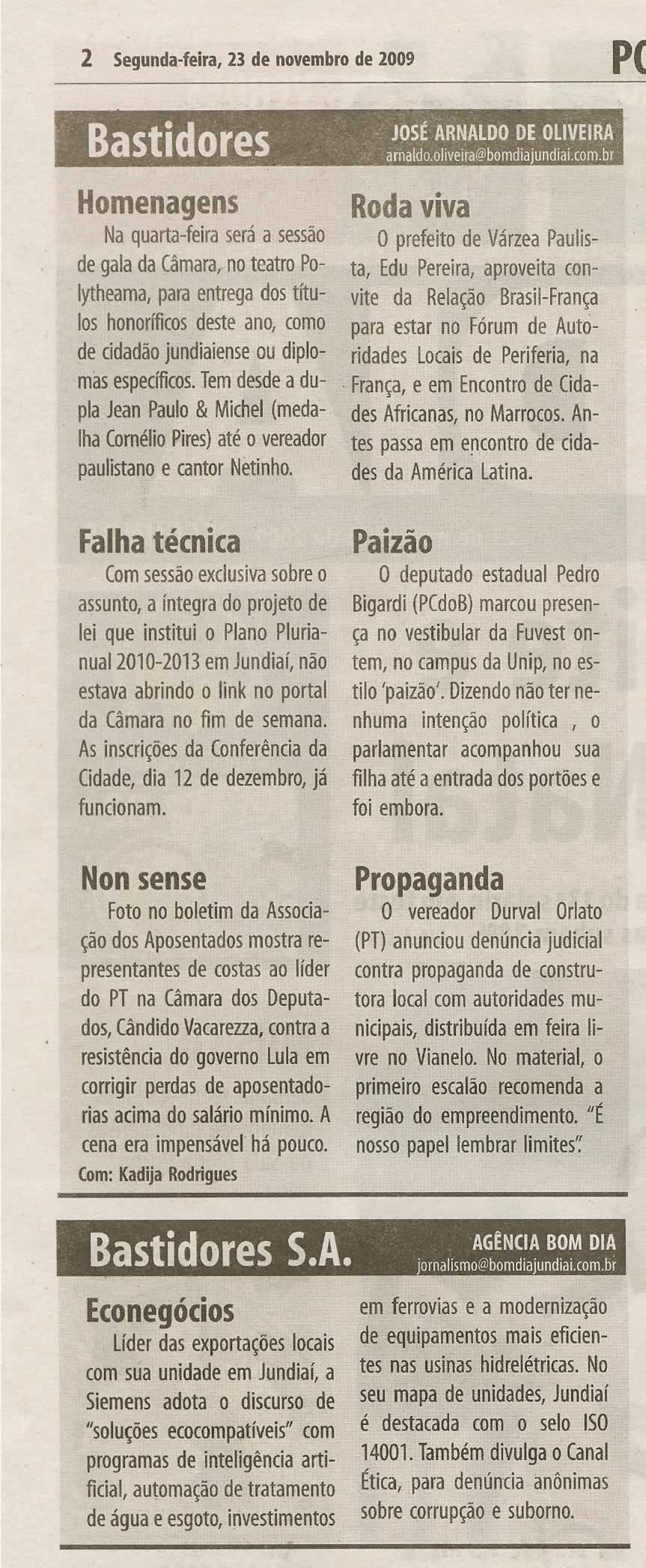 Bom Dia Jundiaí - 23/11/2009