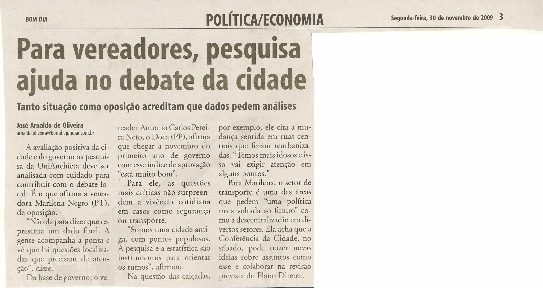 Bom Dia Jundiaí - 30/11/2009