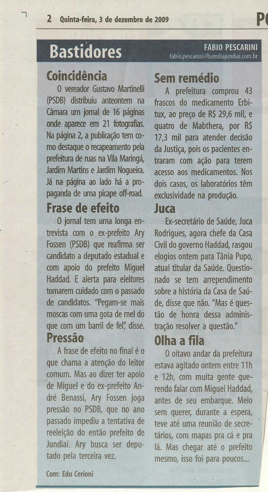 Bom Dia Jundiaí - 03/12/2009