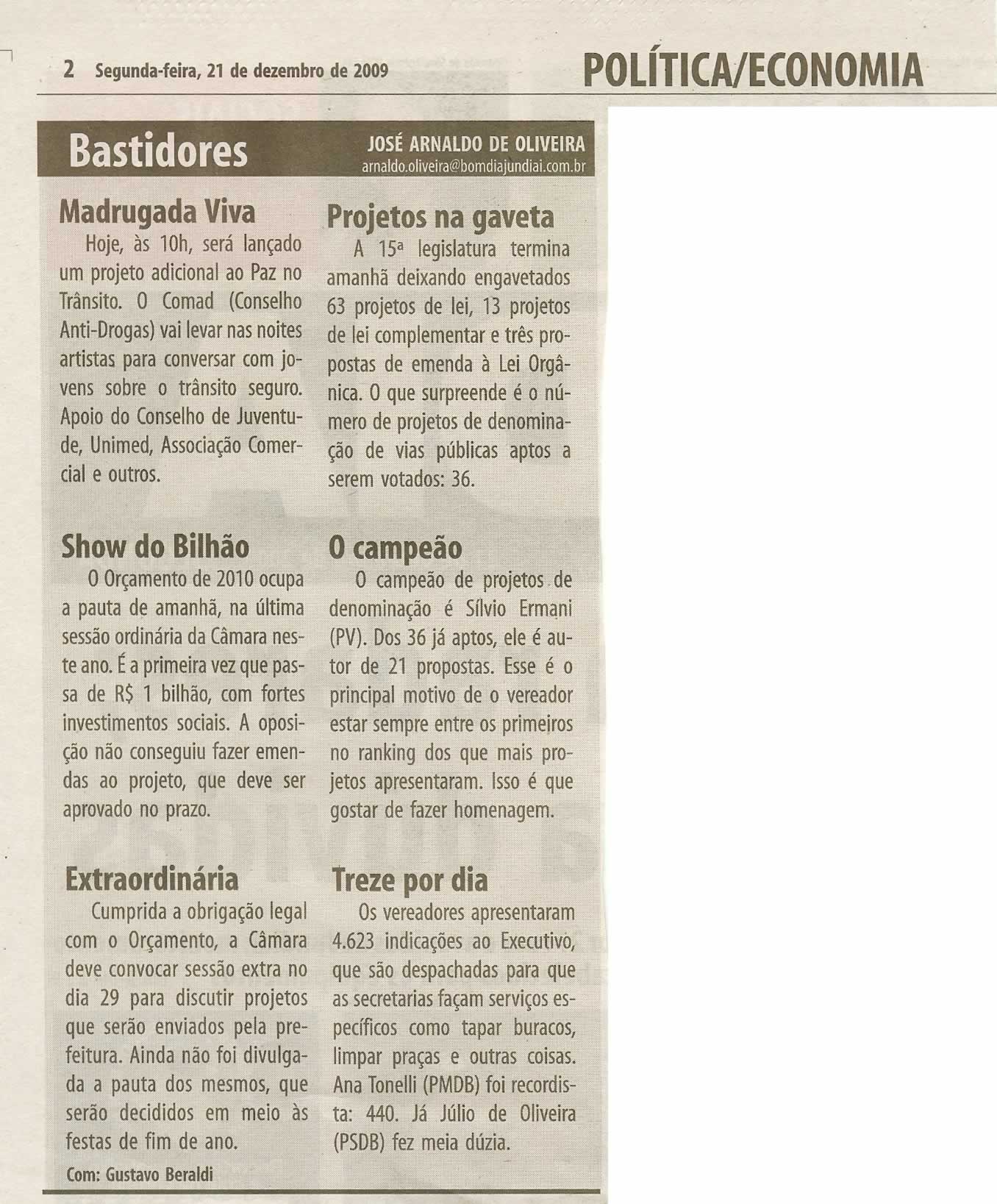 Bom Dia Jundiaí - 21/12/2009