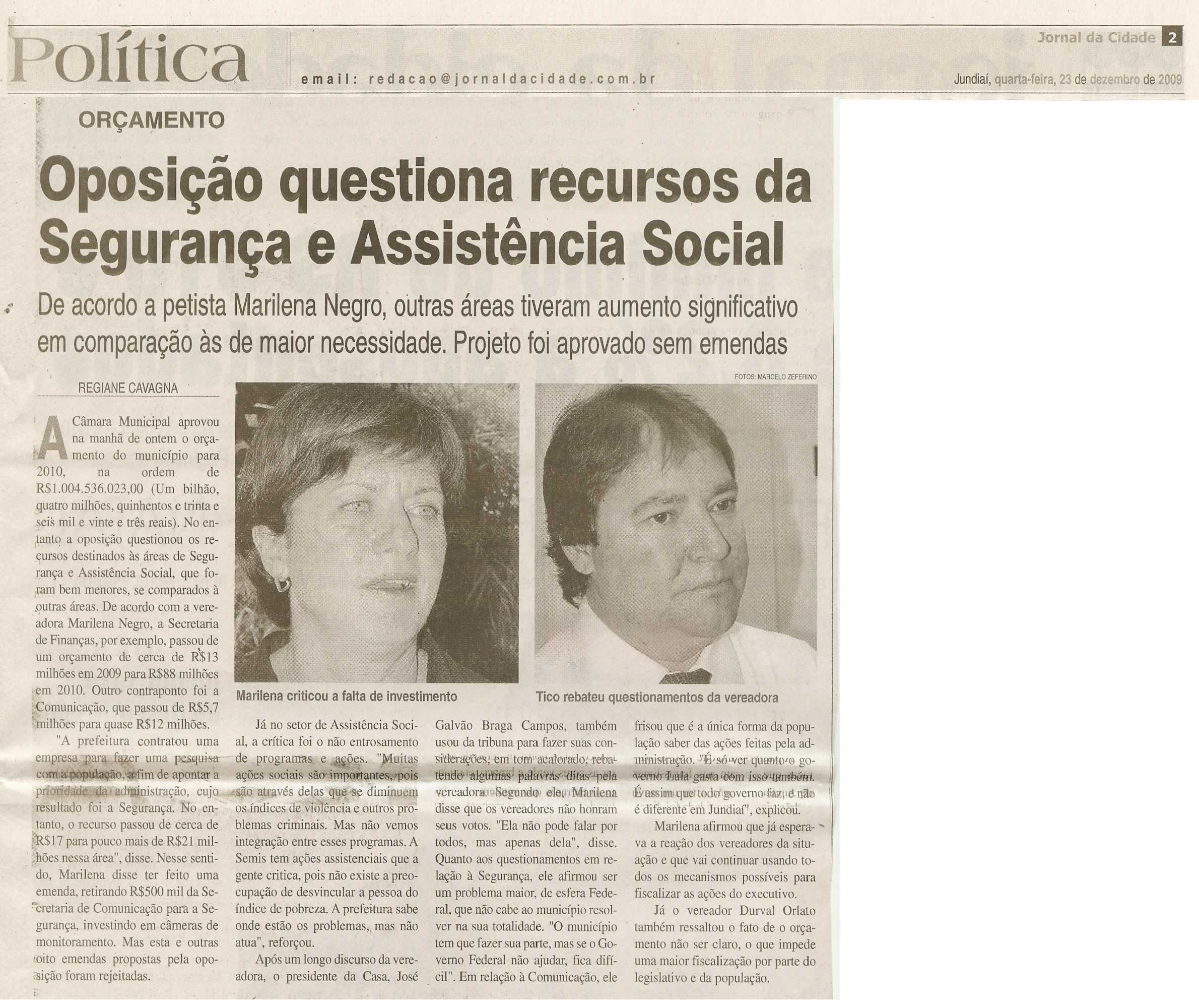 Jornal da Cidade - 23/12/2009