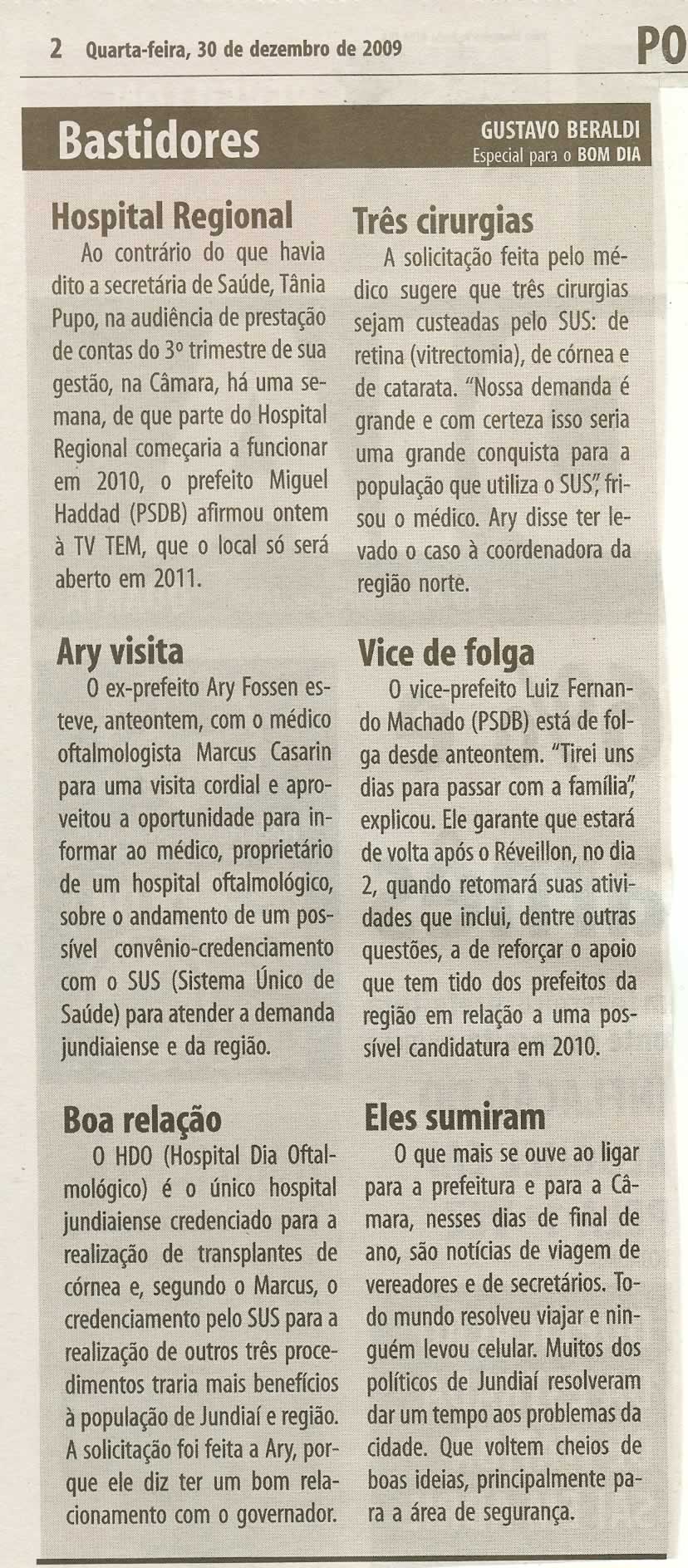 Bom Dia Jundiaí - 30/12/2009