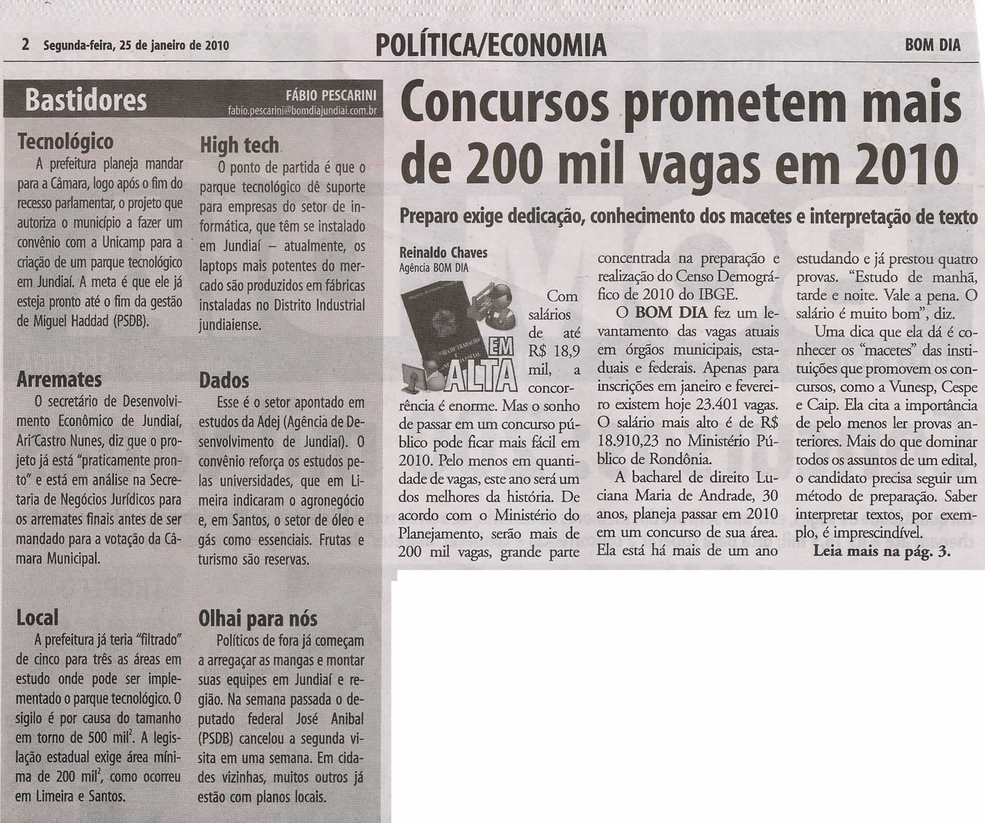Bom Dia Jundiaí - 25/01/2010