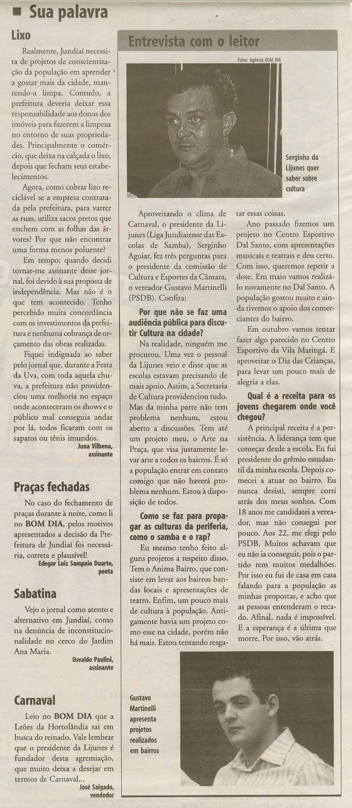Bom Dia Jundiaí - 17/02/2010