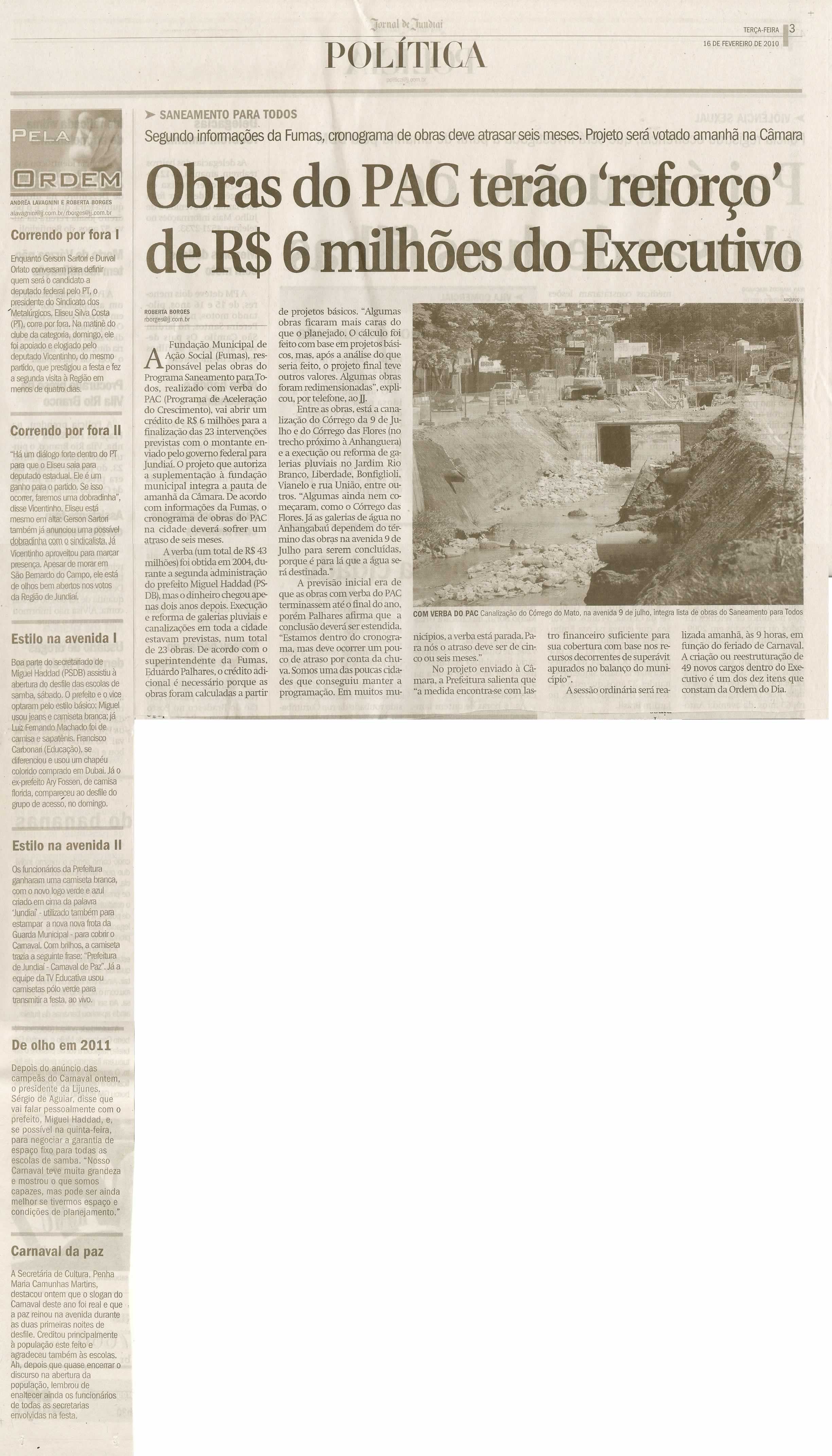 Jornal de Jundiaí - 16/02/2010