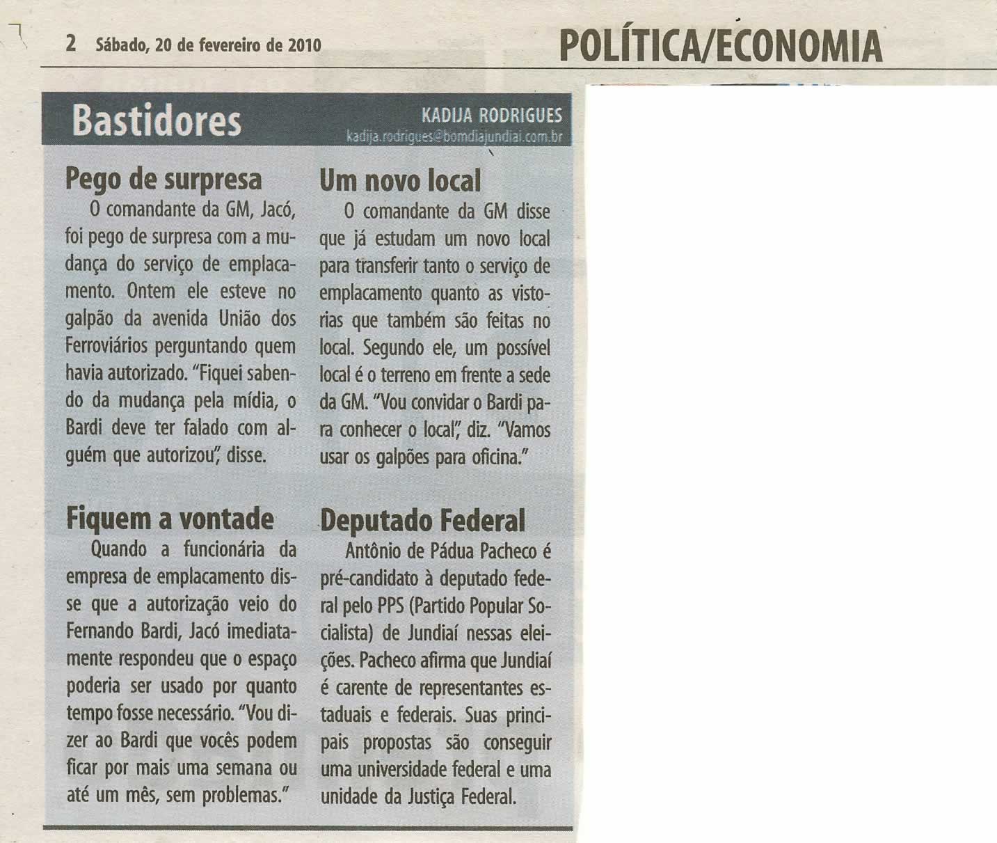 Bom Dia Jundiaí - 20/02/2010