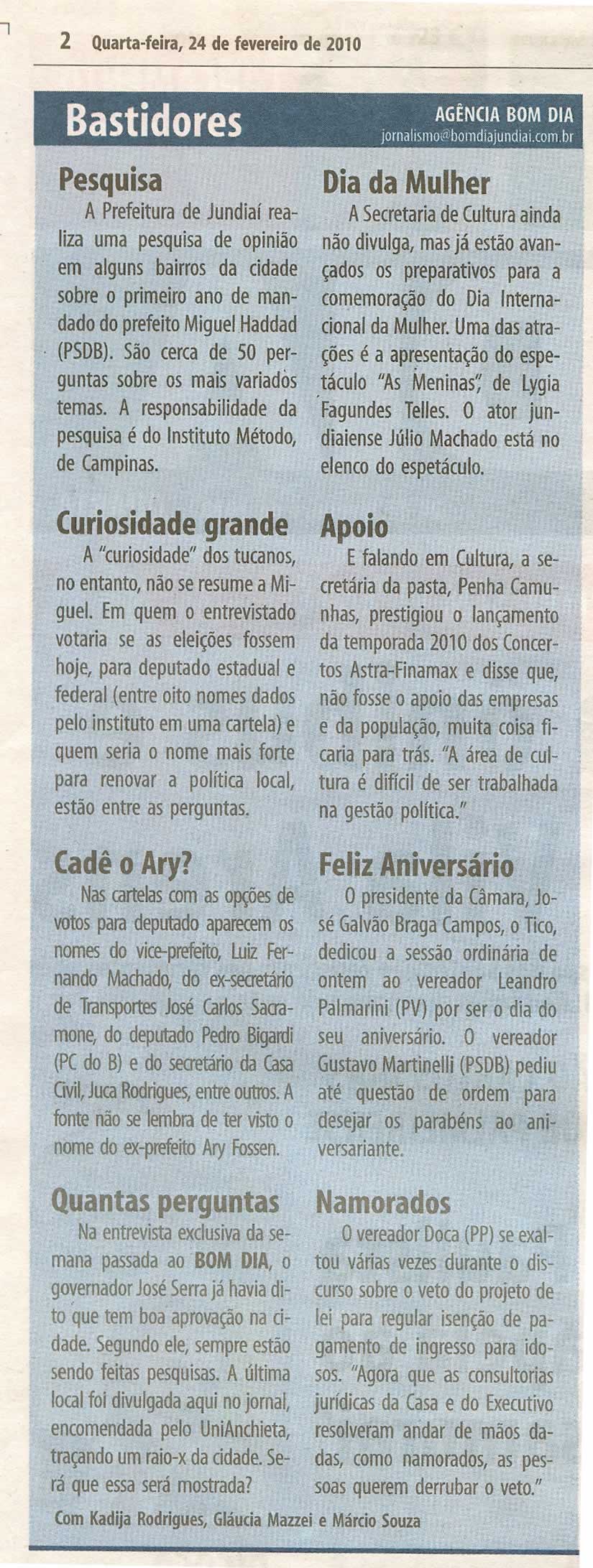 Bom Dia Jundiaí - 24/02/2010