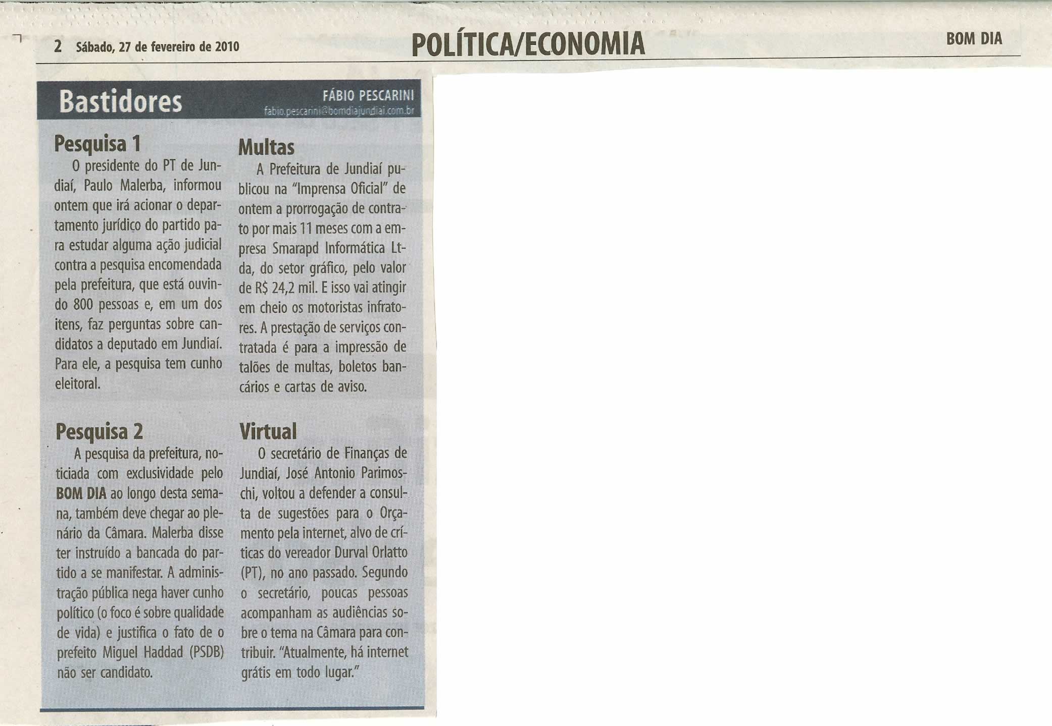 Bom Dia Jundiaí - 27/02/2010