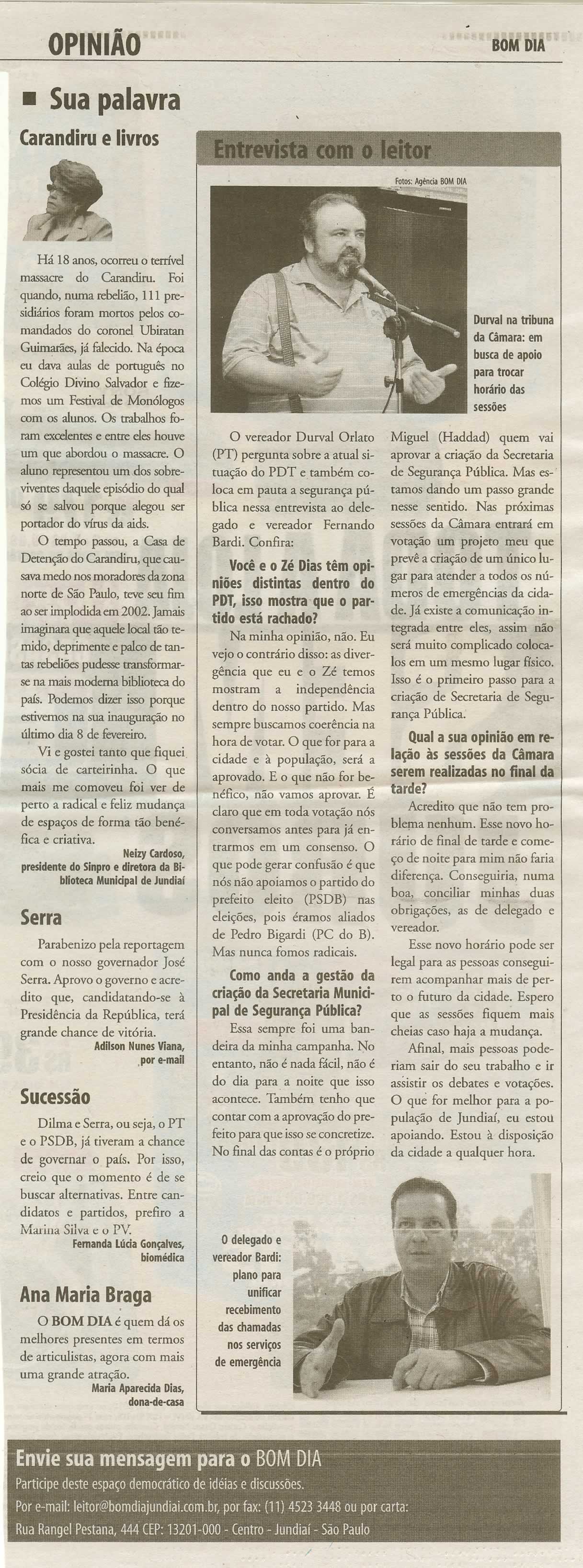 Bom Dia Jundiaí - 28/02/2010
