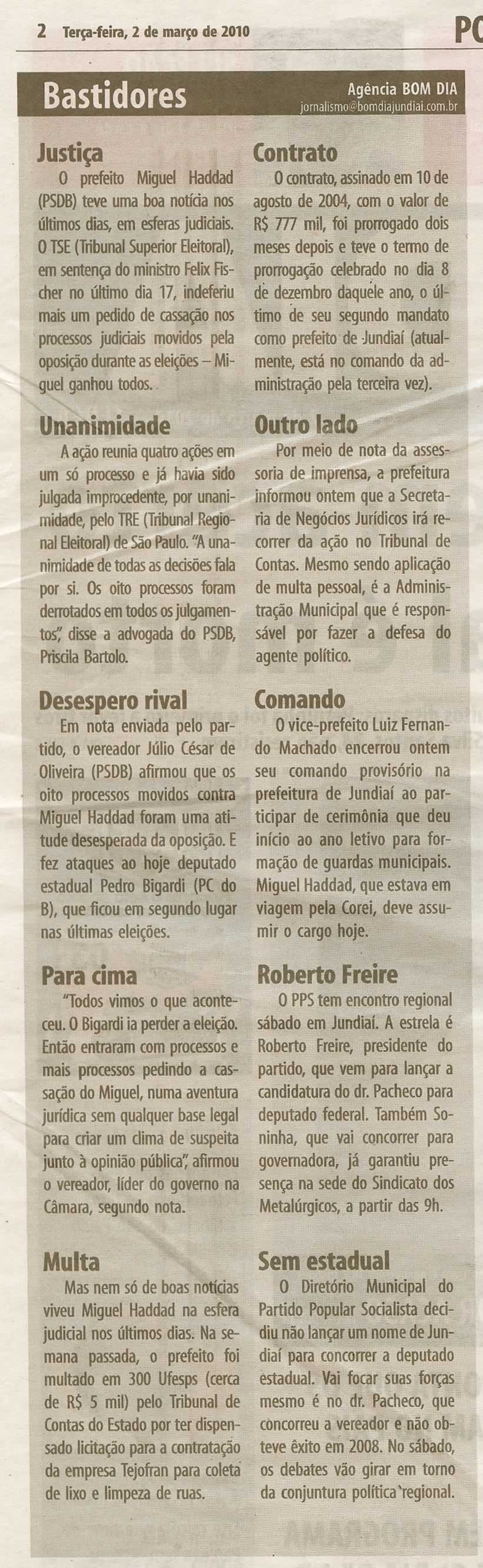 Bom Dia Jundiaí - 02/03/2010