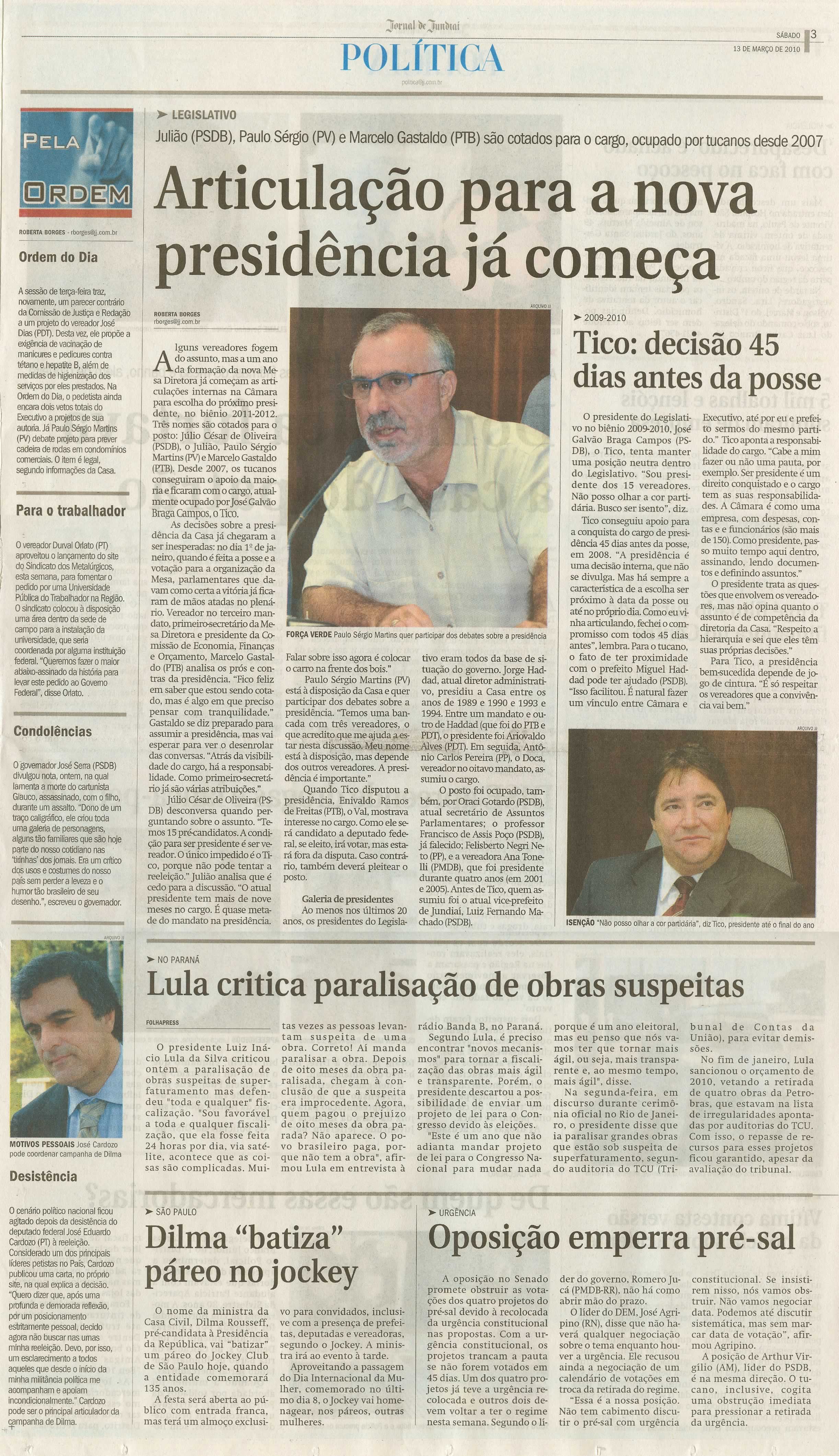 Jornal de Jundiaí - 13/03/2010