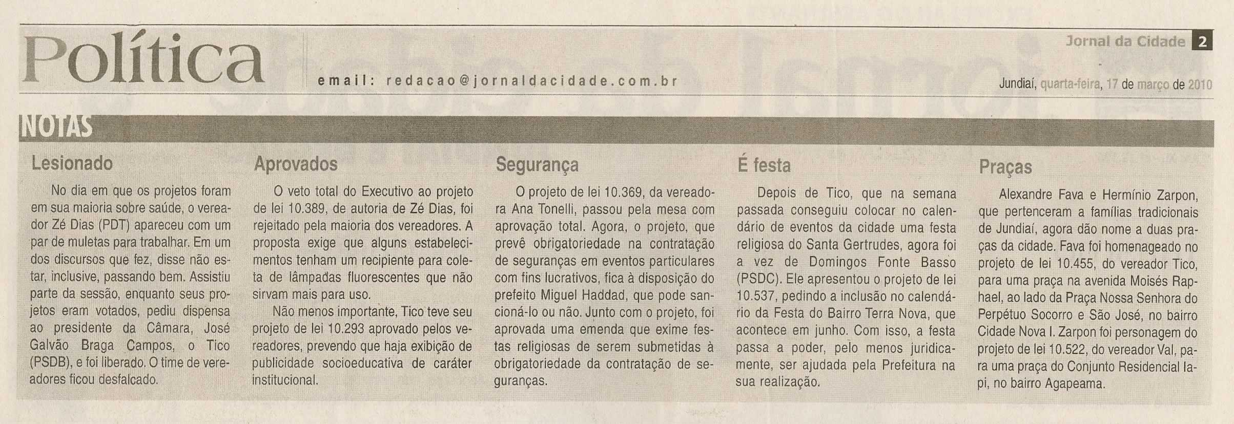 Jornal da Cidade - 17/03/2010
