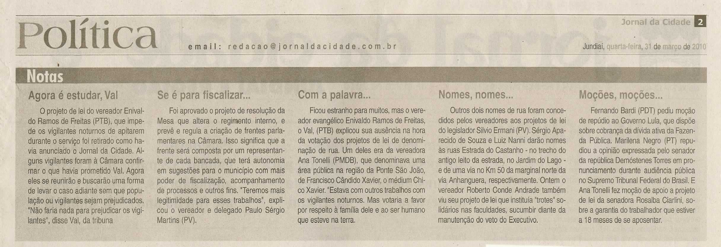 Jornal da Cidade - 31/03/2010