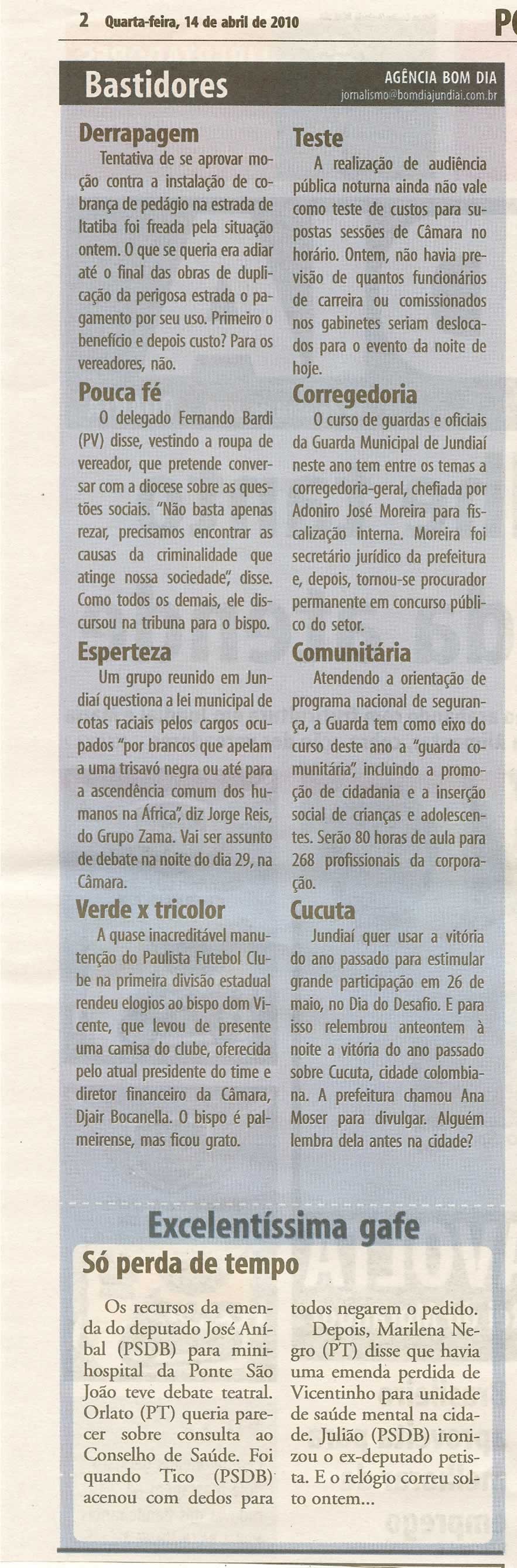 Bom Dia Jundiaí - 14/04/2010