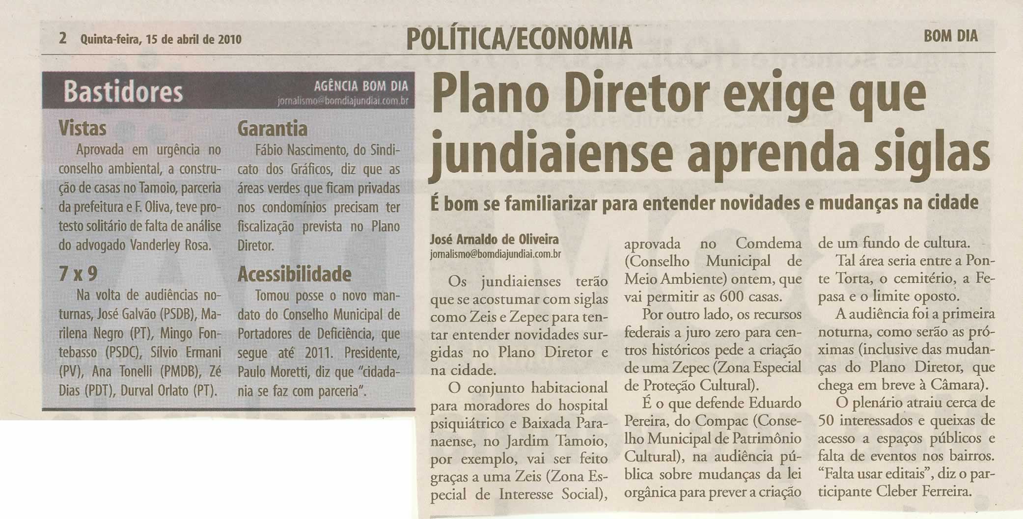 Bom Dia Jundiaí - 15/04/2010