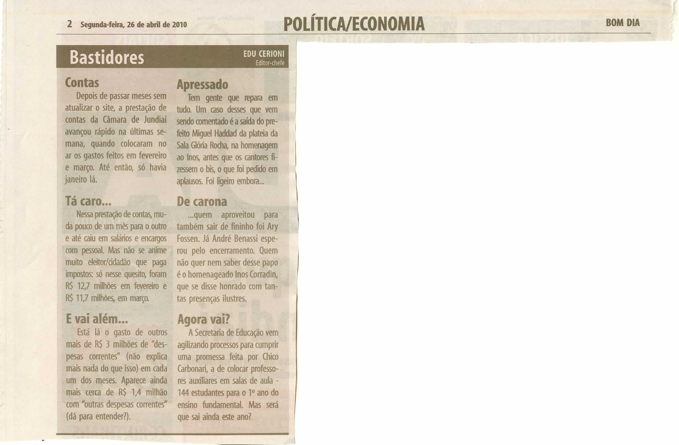 Bom Dia Jundiaí - 26/04/2010
