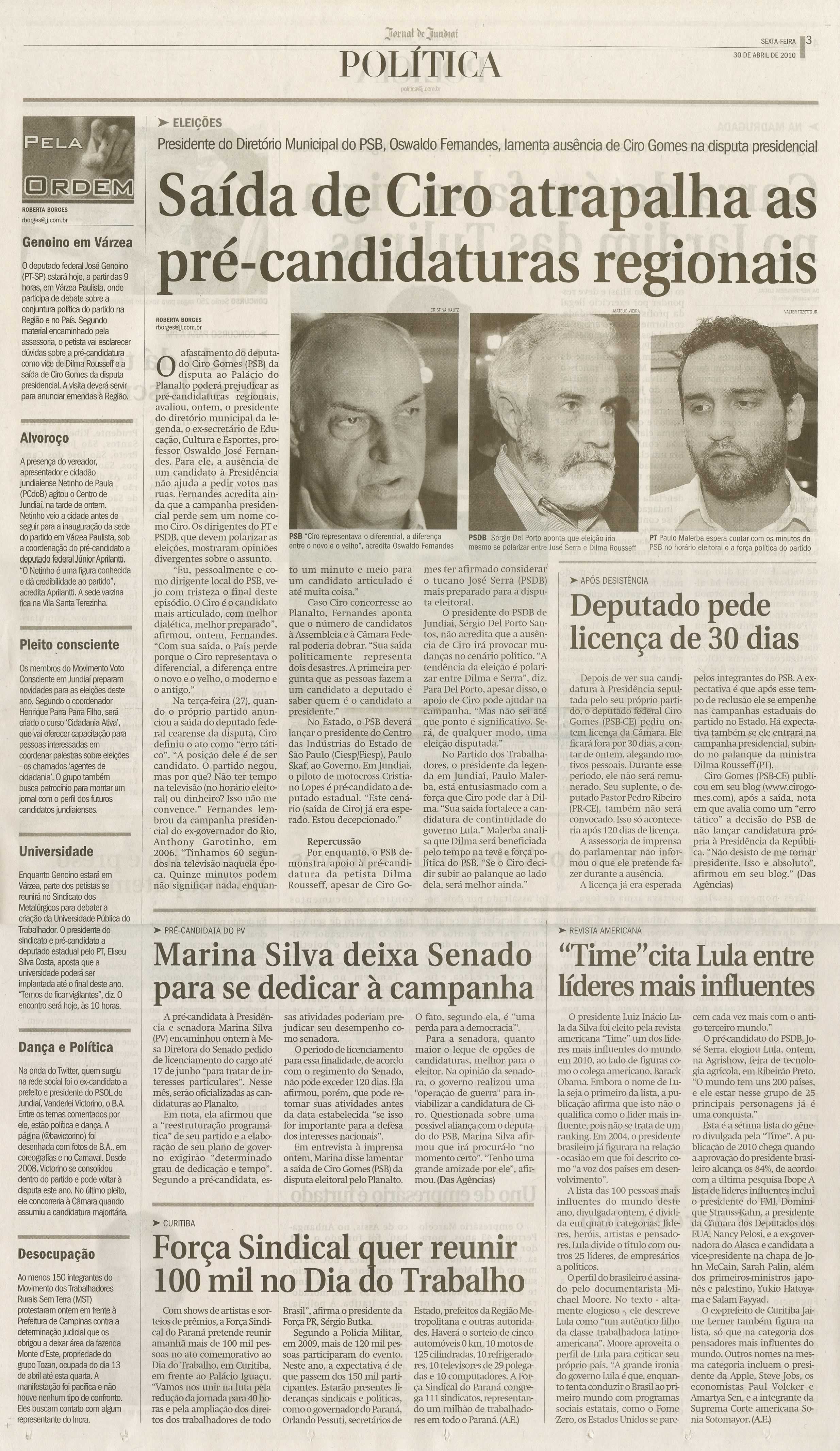 Jornal de Jundiaí - 30/04/2010