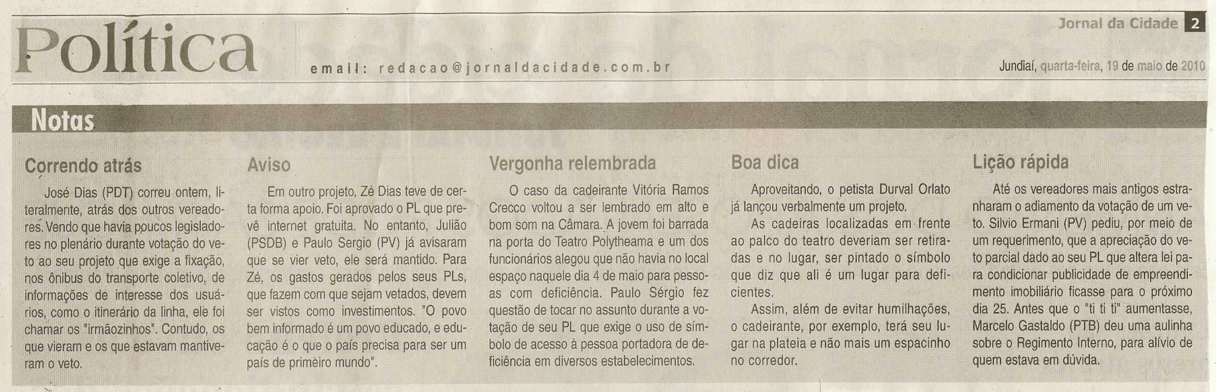 Jornal da Cidade - 19/05/2010