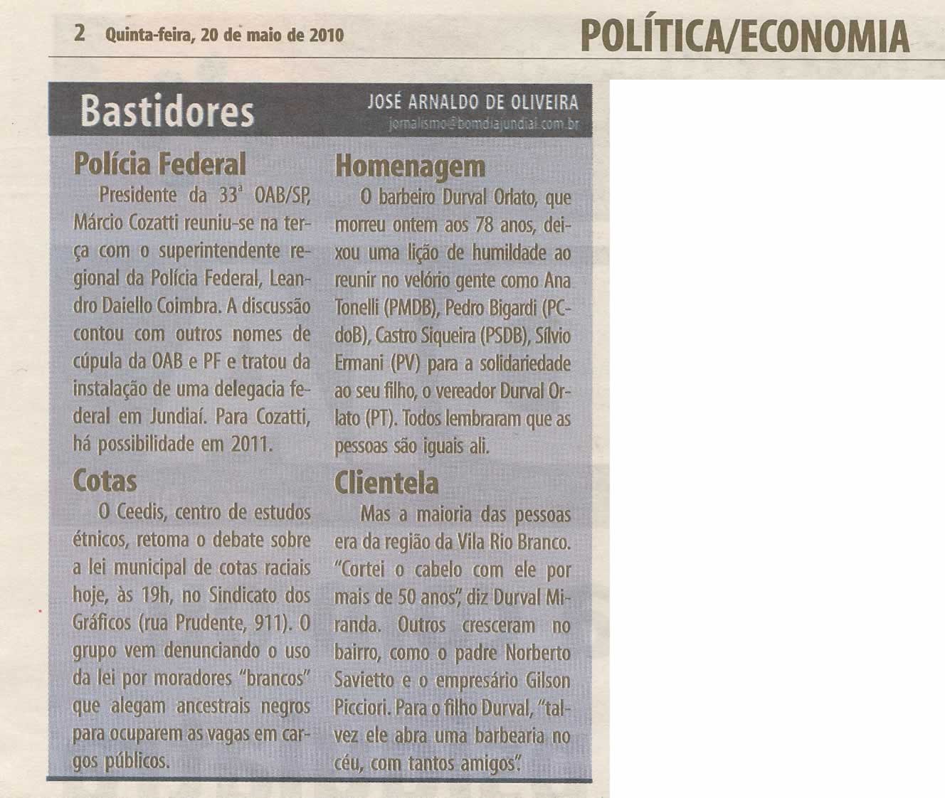 Bom Dia Jundiaí - 20/05/2010