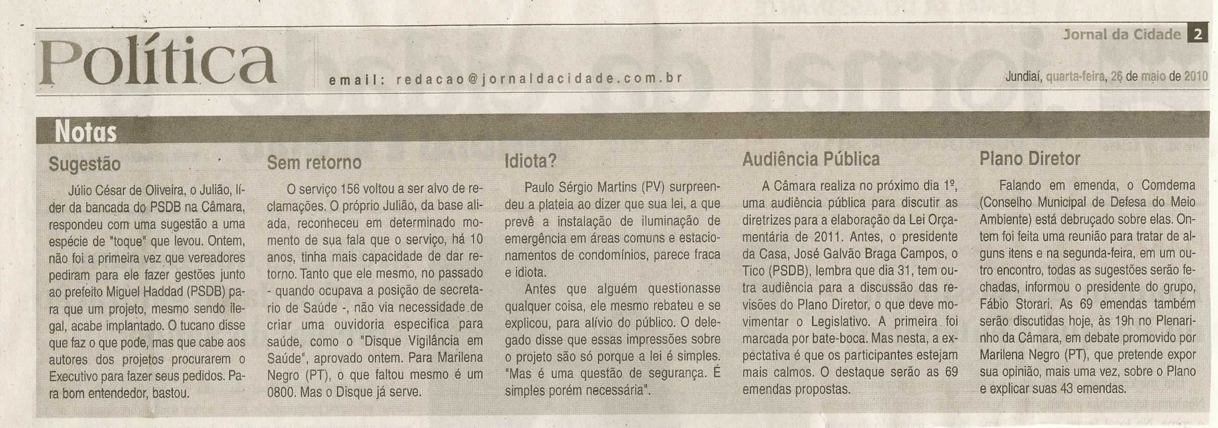Jornal da Cidade - 26/05/2010