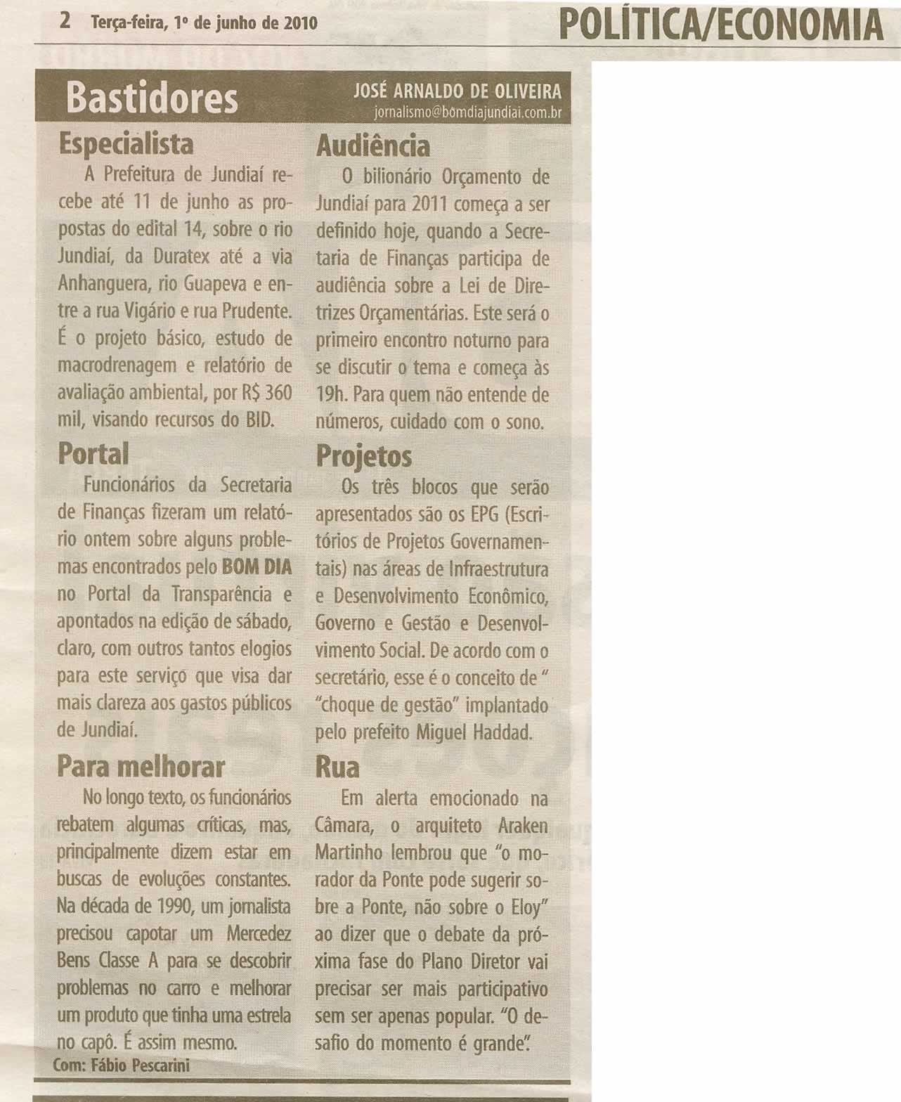 Bom Dia Jundiaí - 01/06/2010