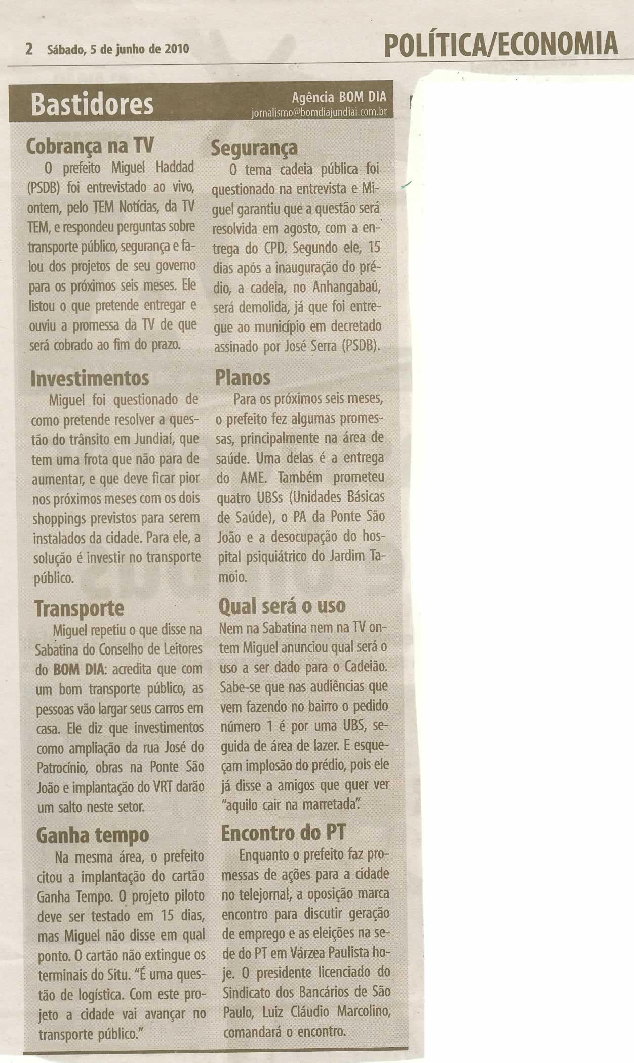 Bom Dia Jundiaí - 05/06/2010