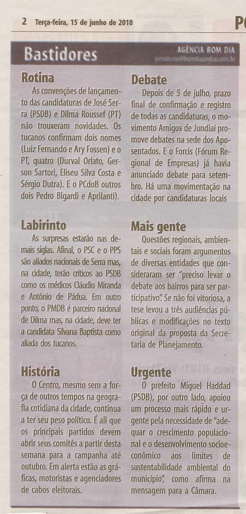 Bom Dia Jundiaí - 15/06/2010