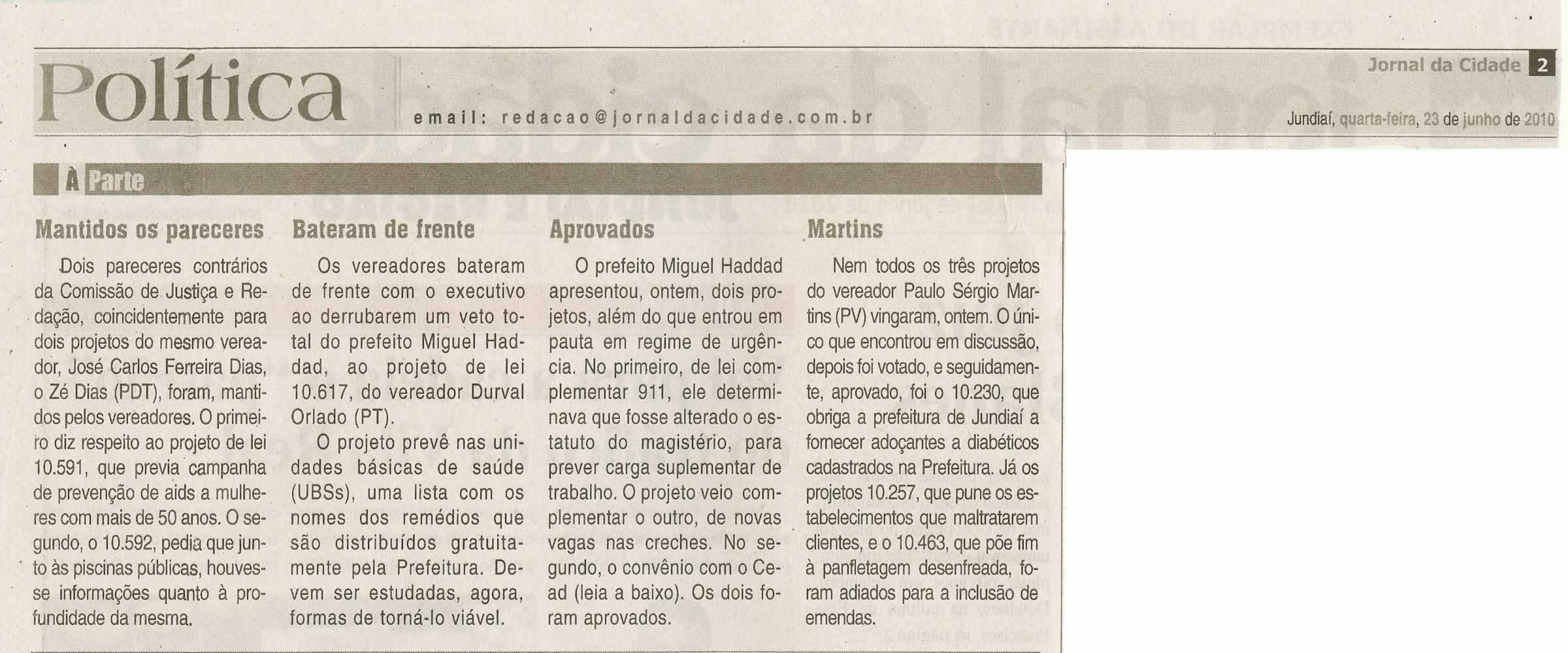 Jornal da Cidade - 23/06/2010