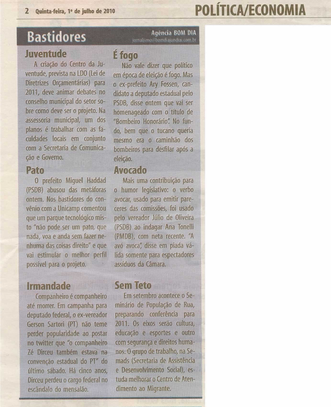 Bom Dia Jundiaí - 01/07/2010