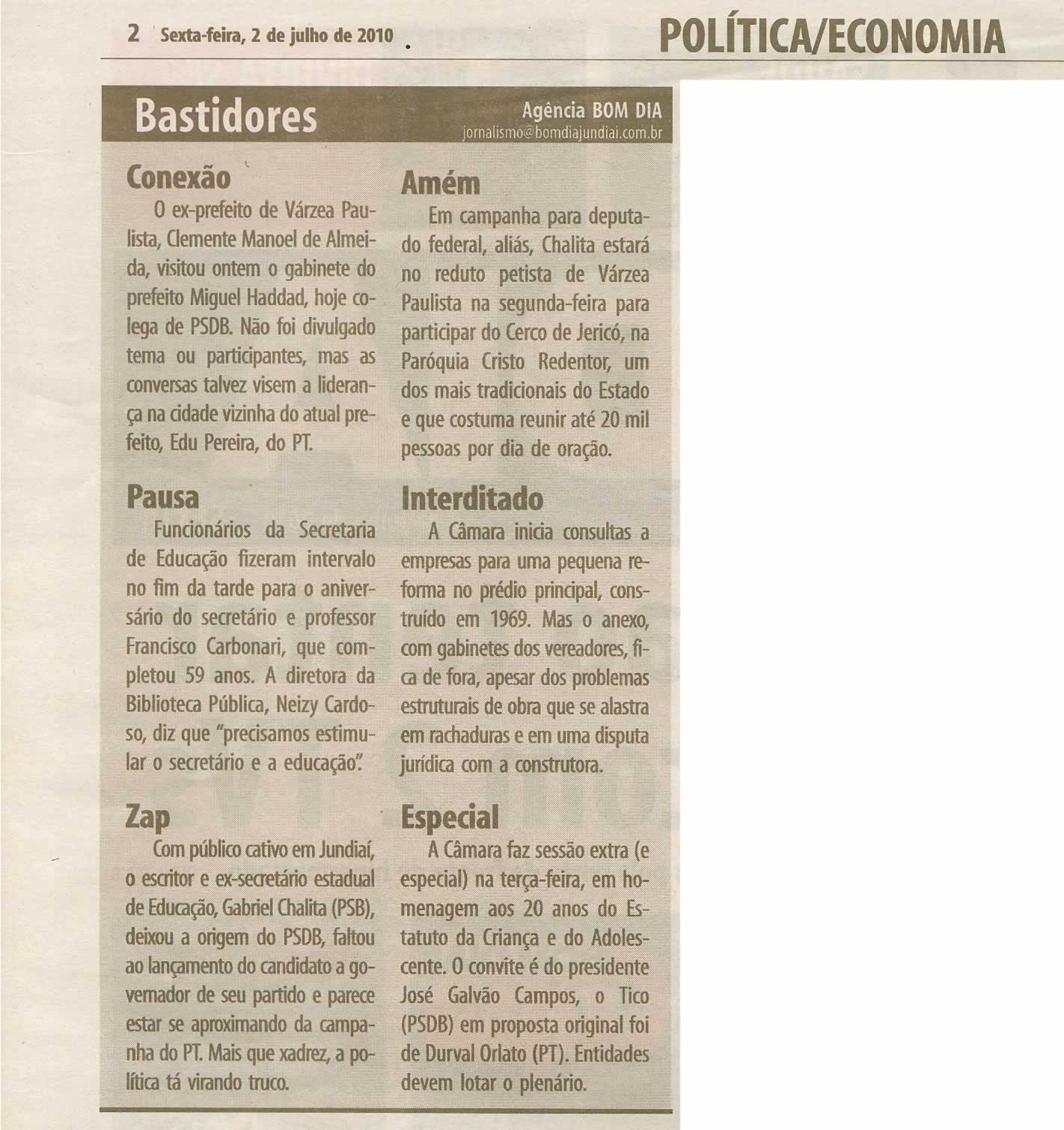 Bom Dia Jundiaí - 02/07/2010