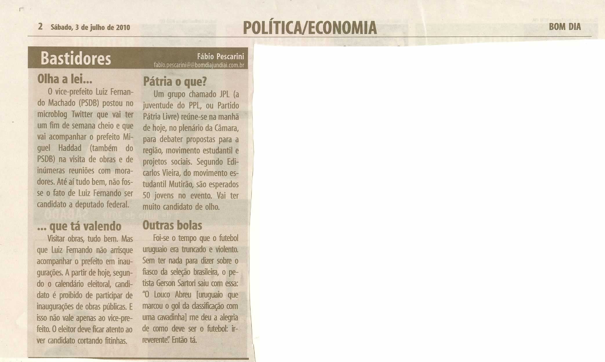 Bom Dia Jundiaí - 03/07/2010