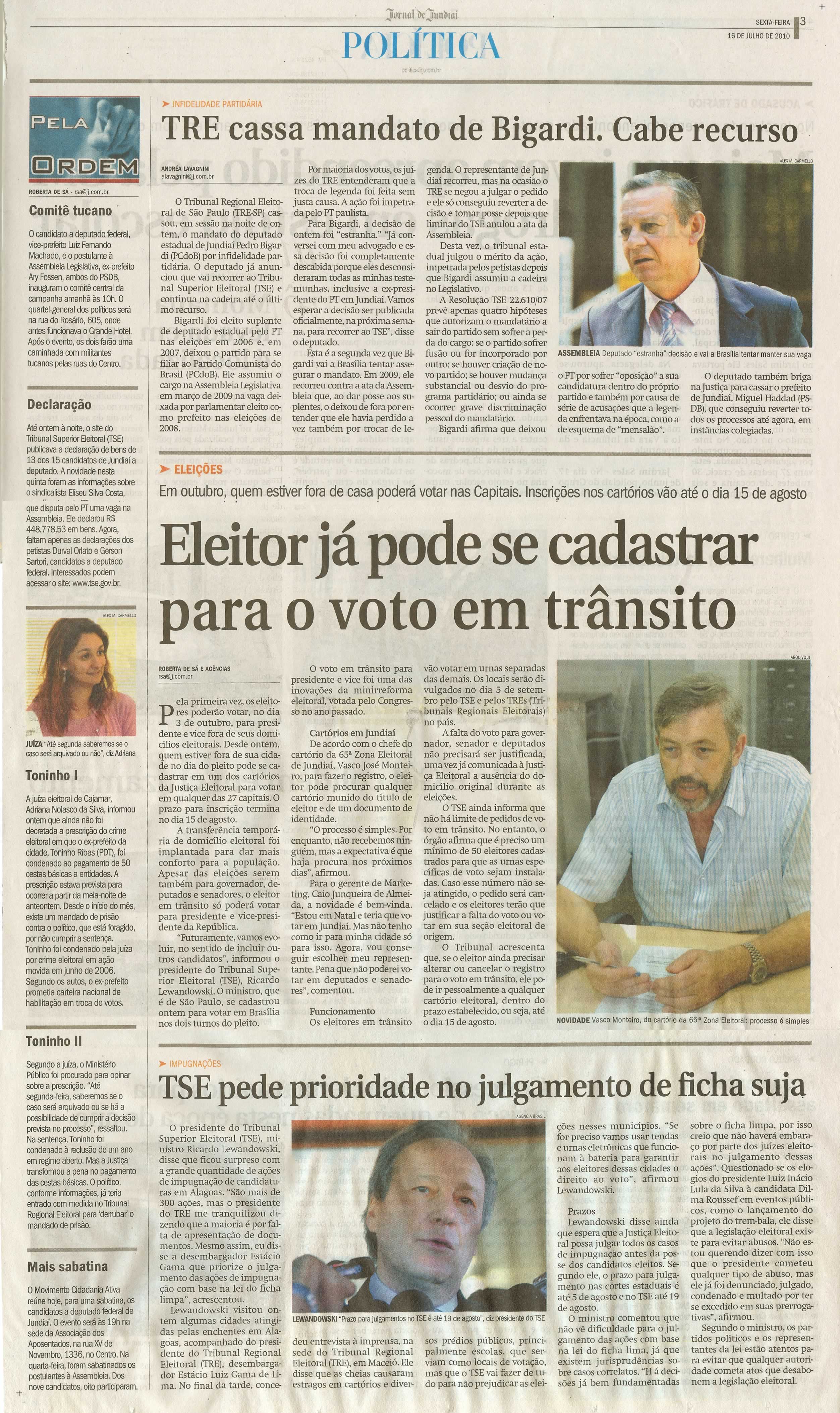 Jornal de Jundiaí - 16/07/2010
