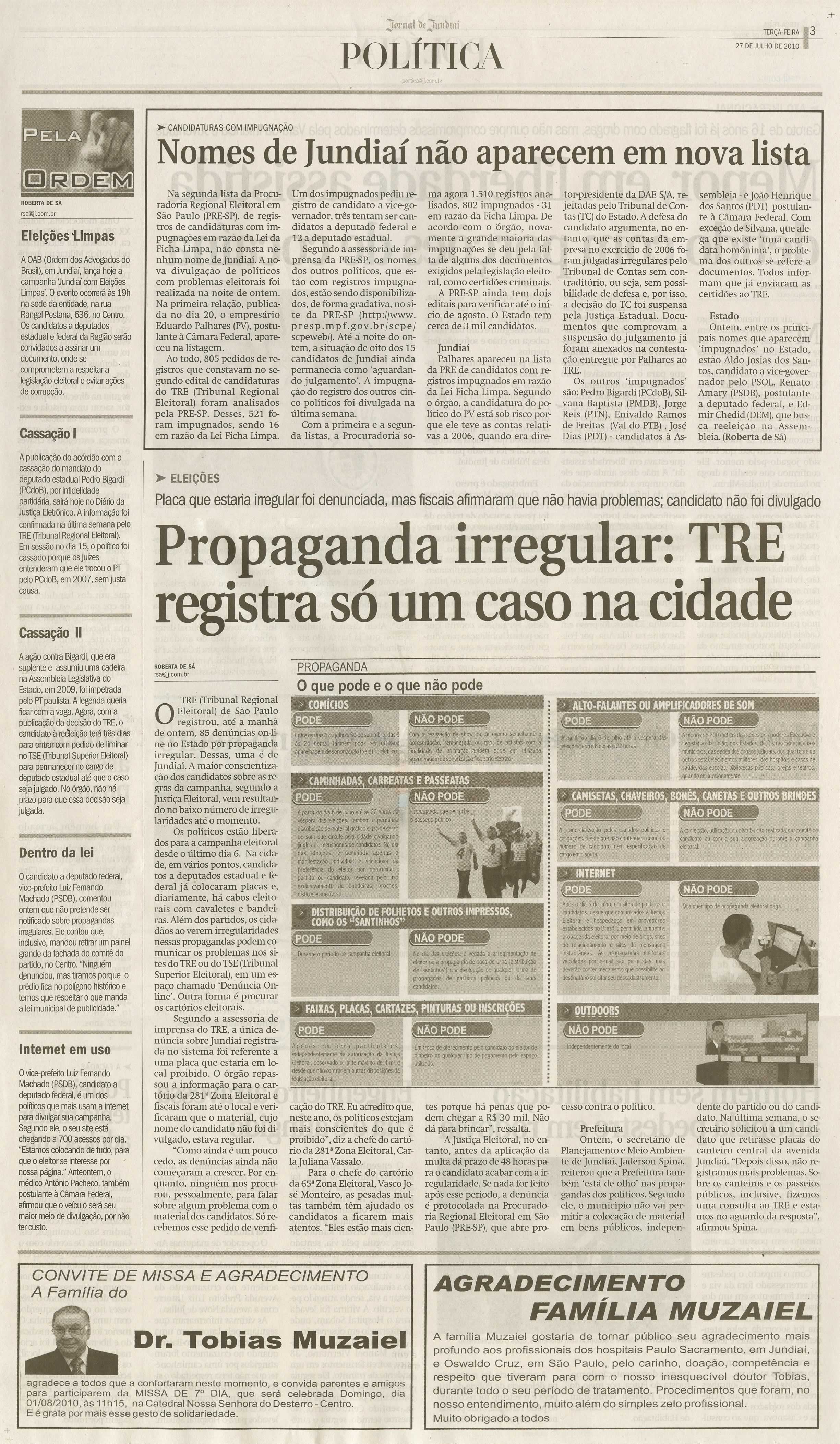Jornal de Jundiaí - 27/07/2010