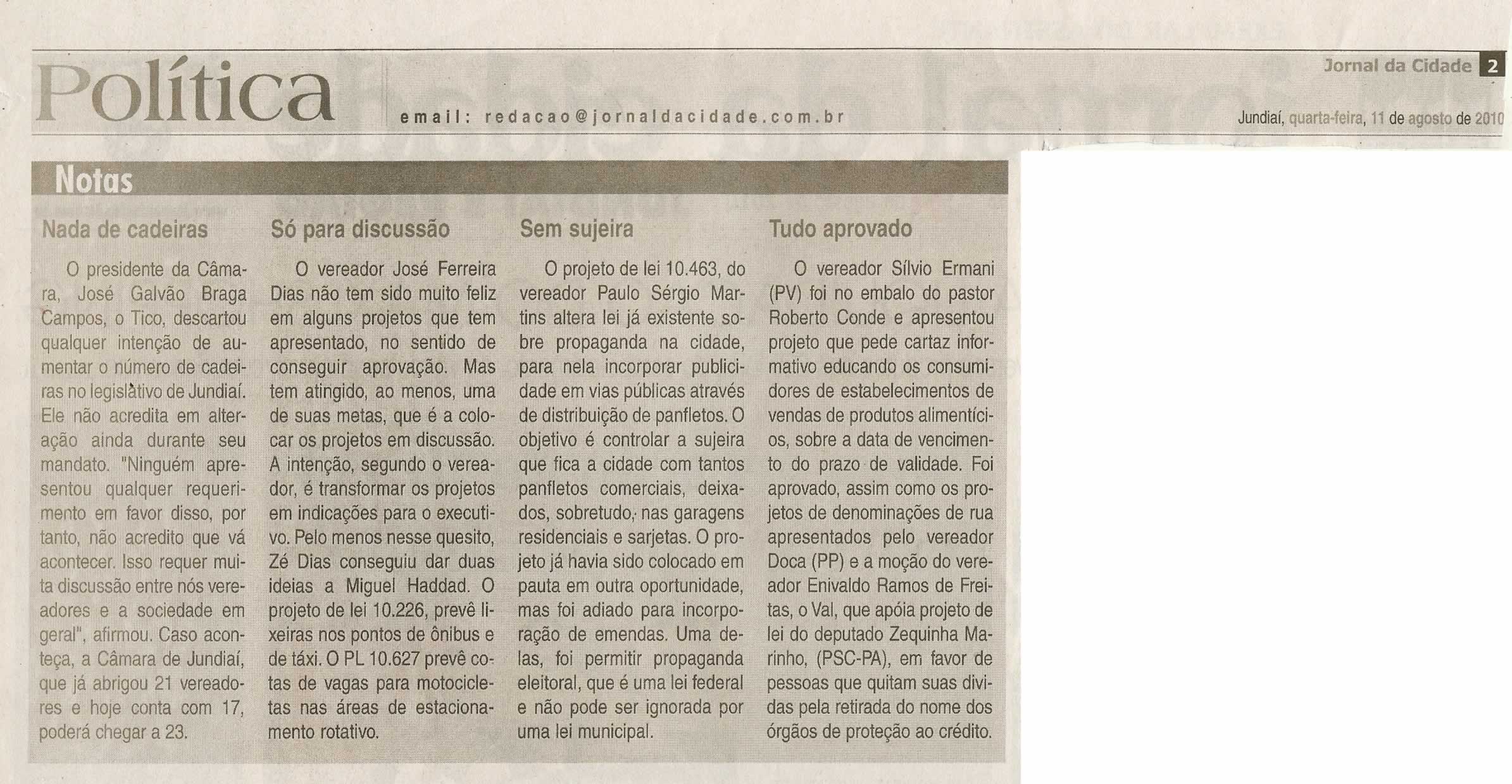 Jornal da Cidade - 11/08/2010