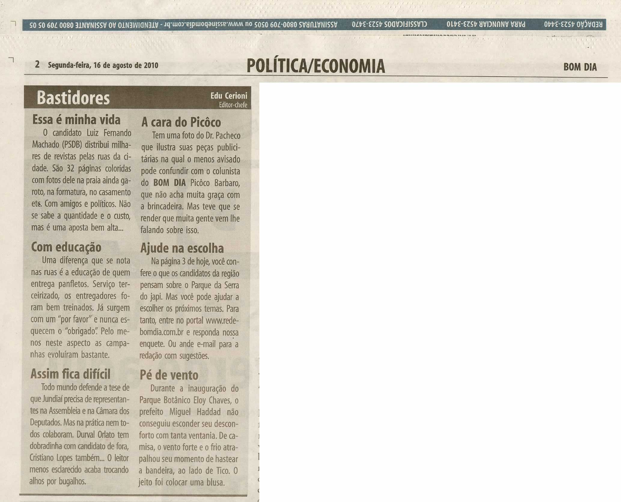Bom Dia Jundiaí - 16/08/2010