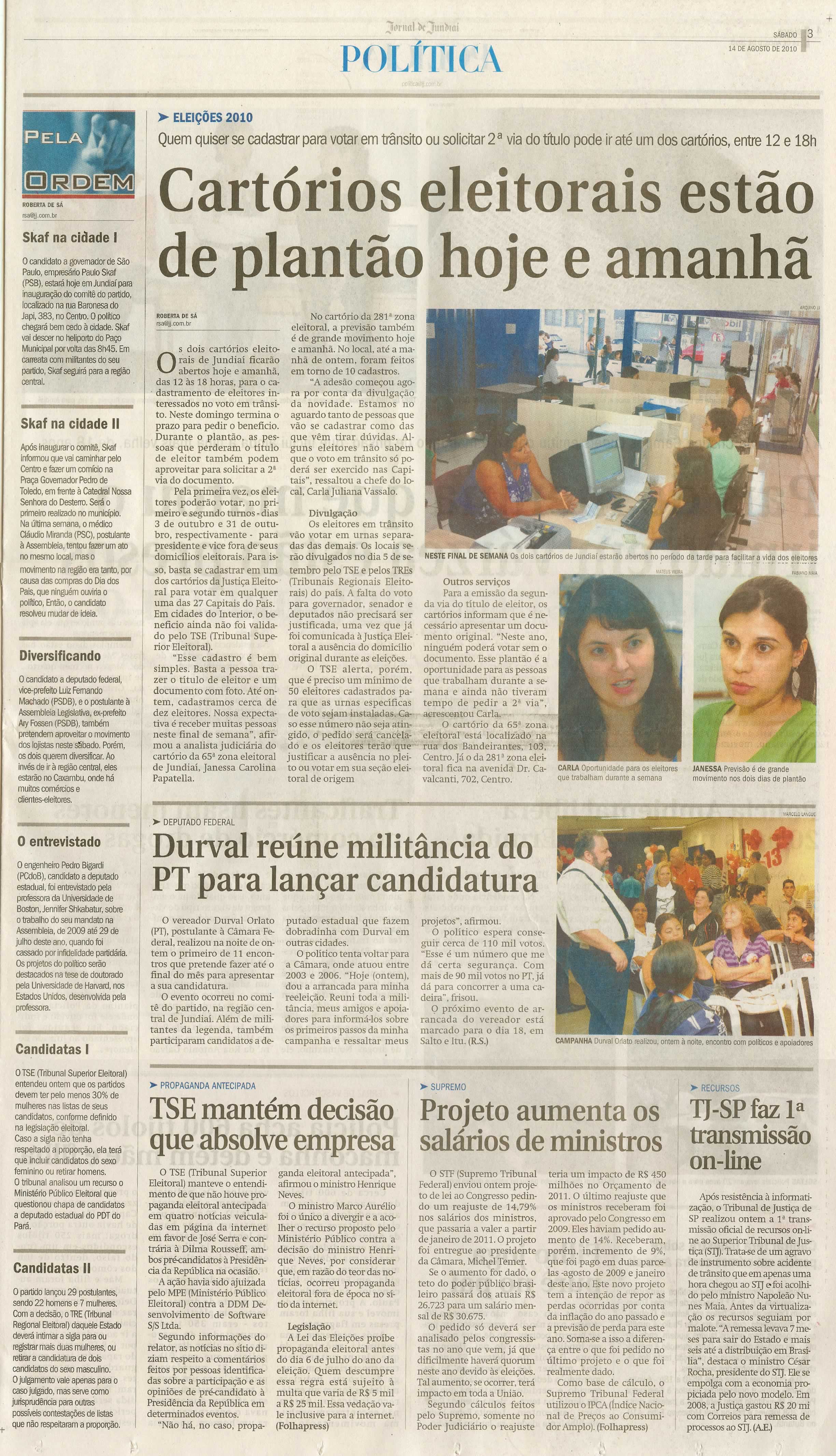 Jornal de Jundiaí - 14/08/2010