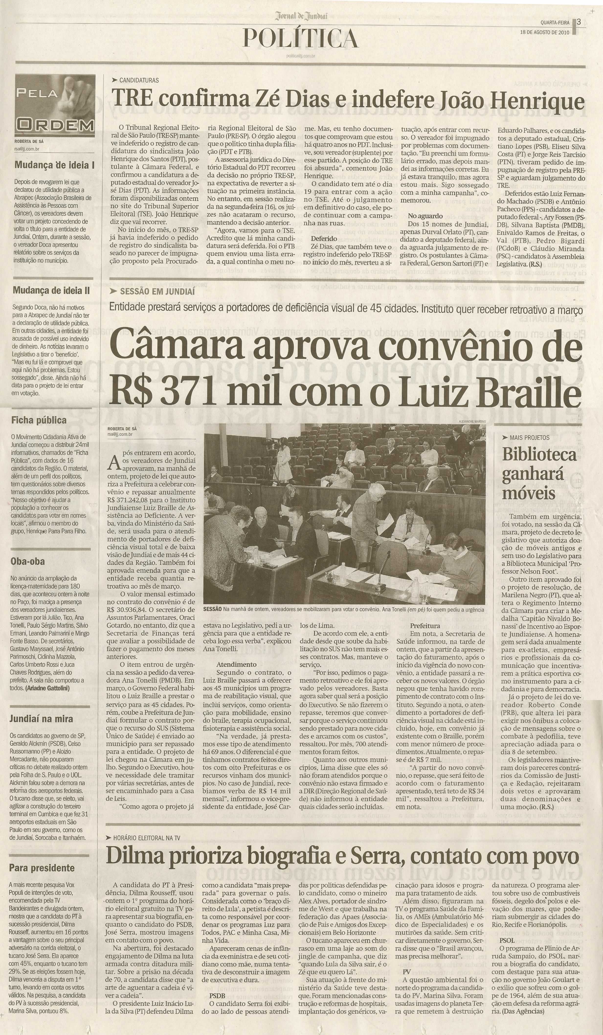 Jornal de Jundiaí - 18/08/2010