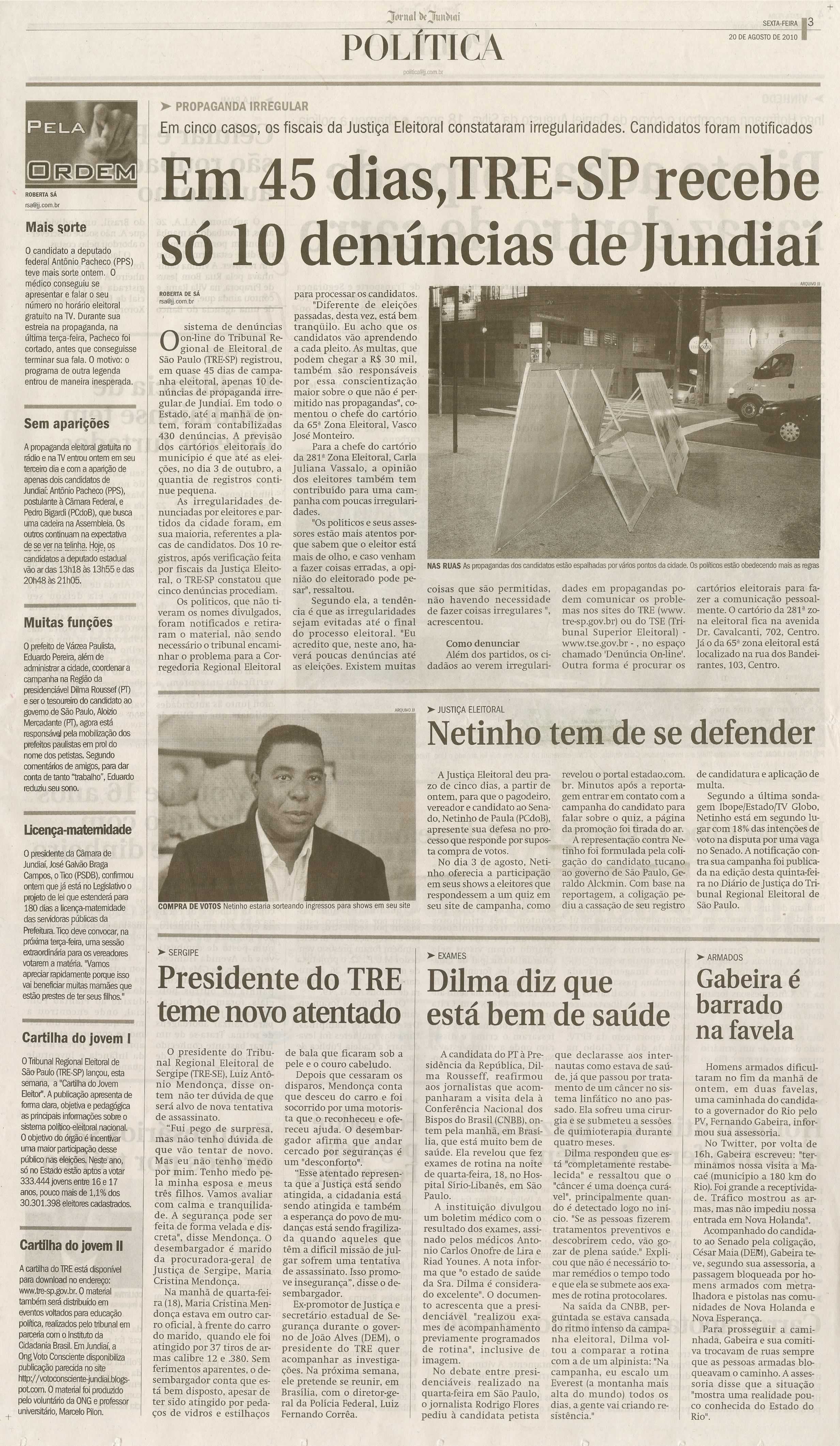 Jornal de Jundiaí - 20/08/2010