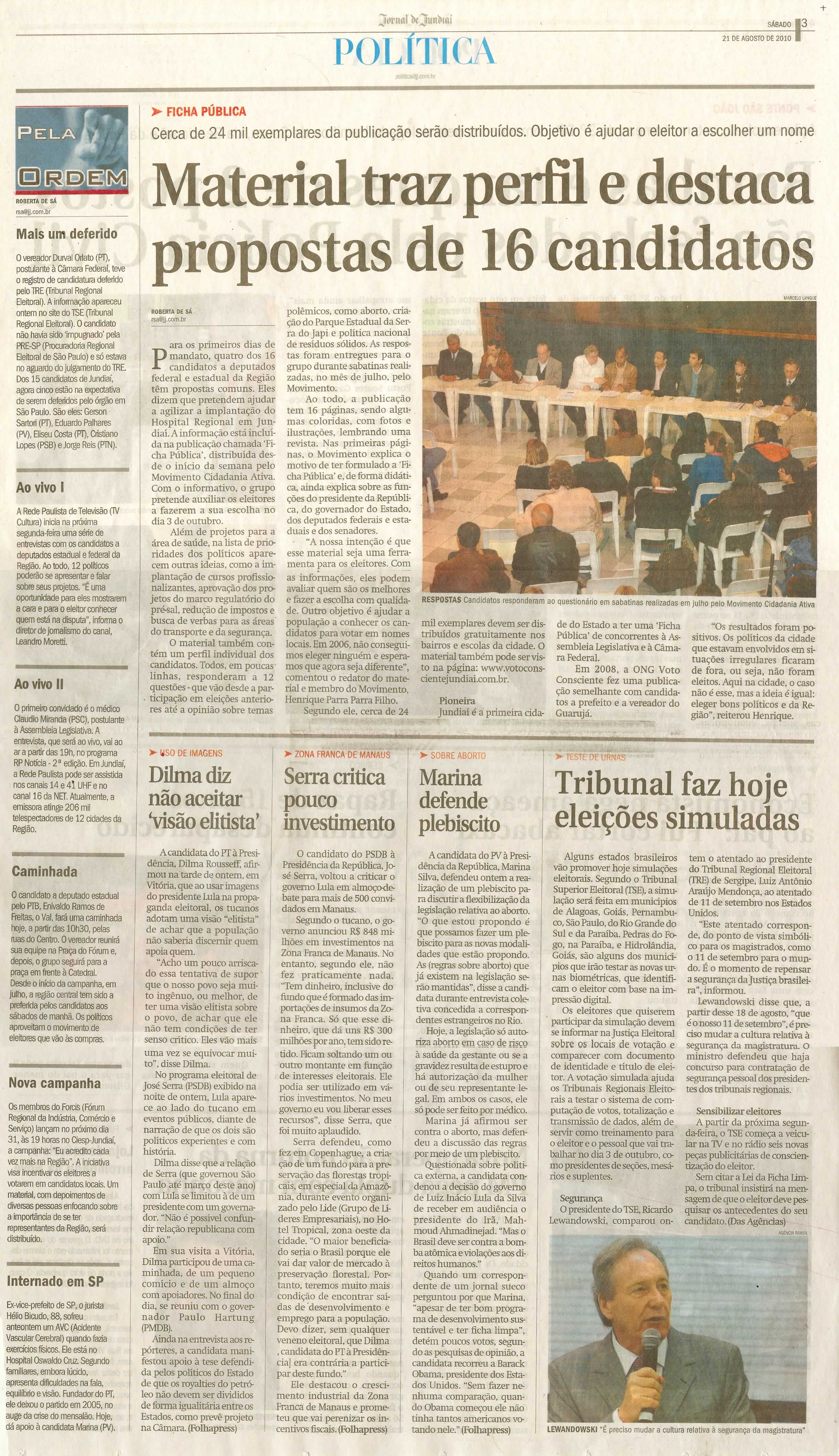 Jornal de Jundiaí - 21/08/2010