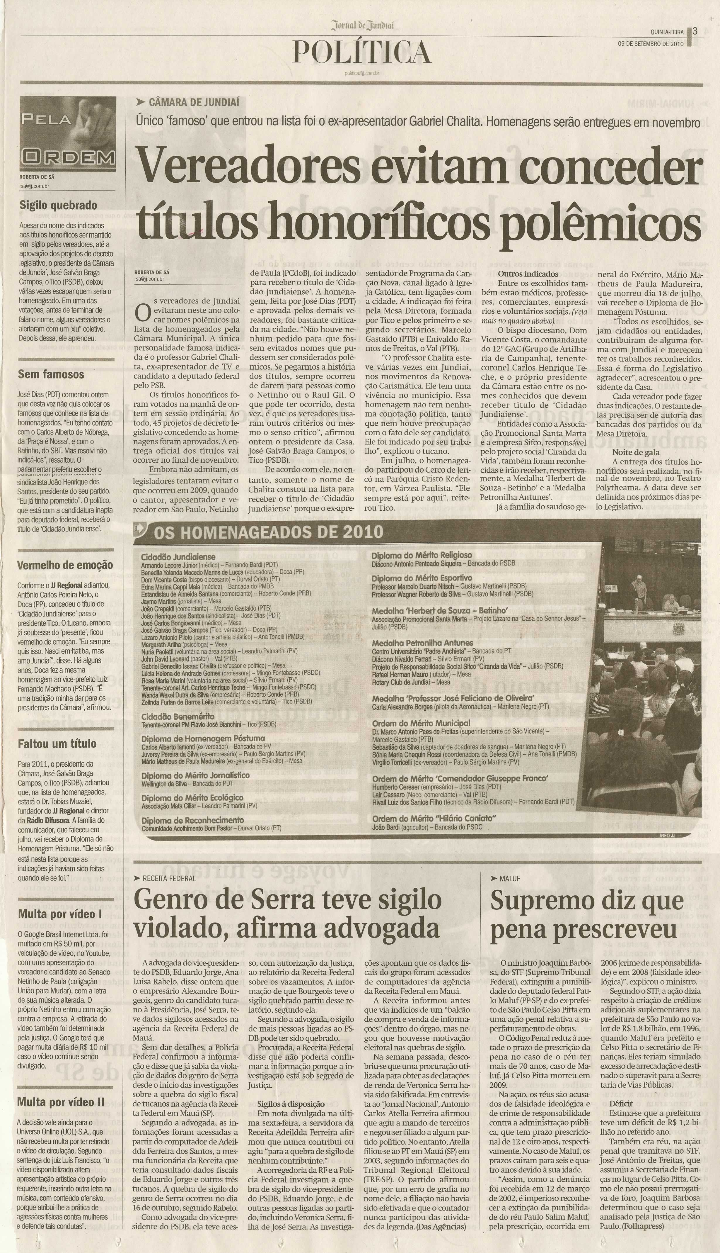 Jornal de Jundiaí - 09/09/2010