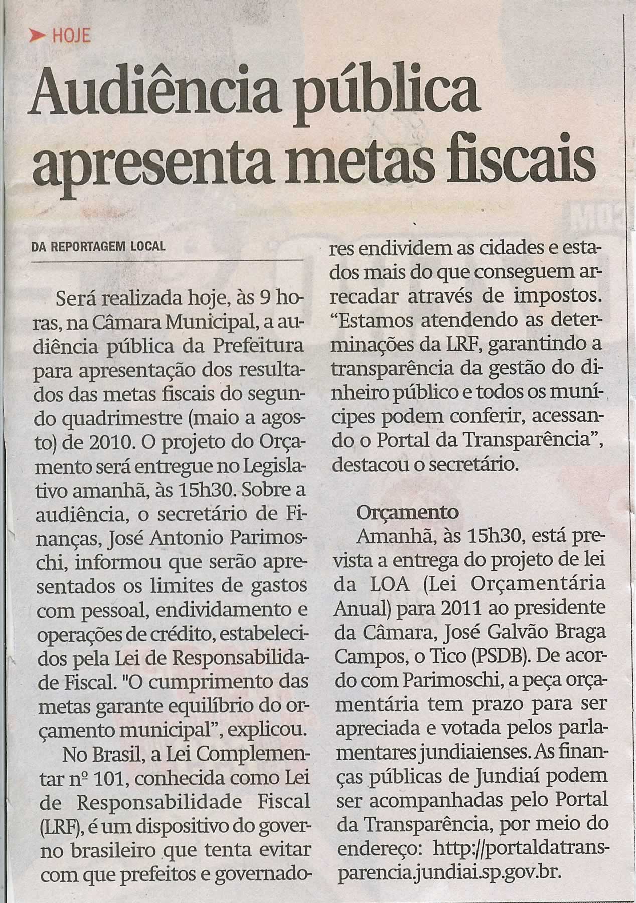 Jornal de Jundiaí - 29/09/2010