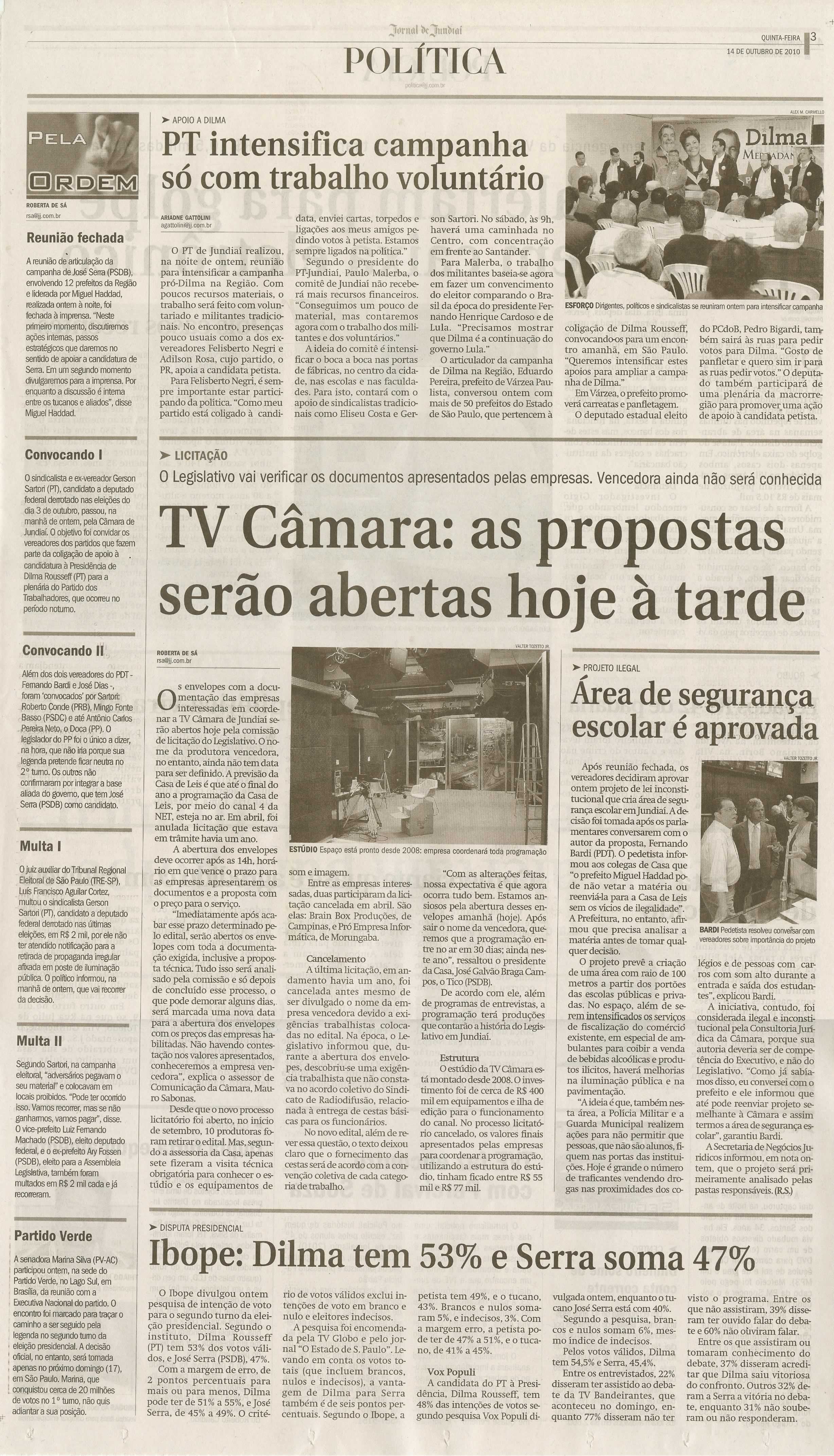 Jornal de Jundiaí - 14/10/2010