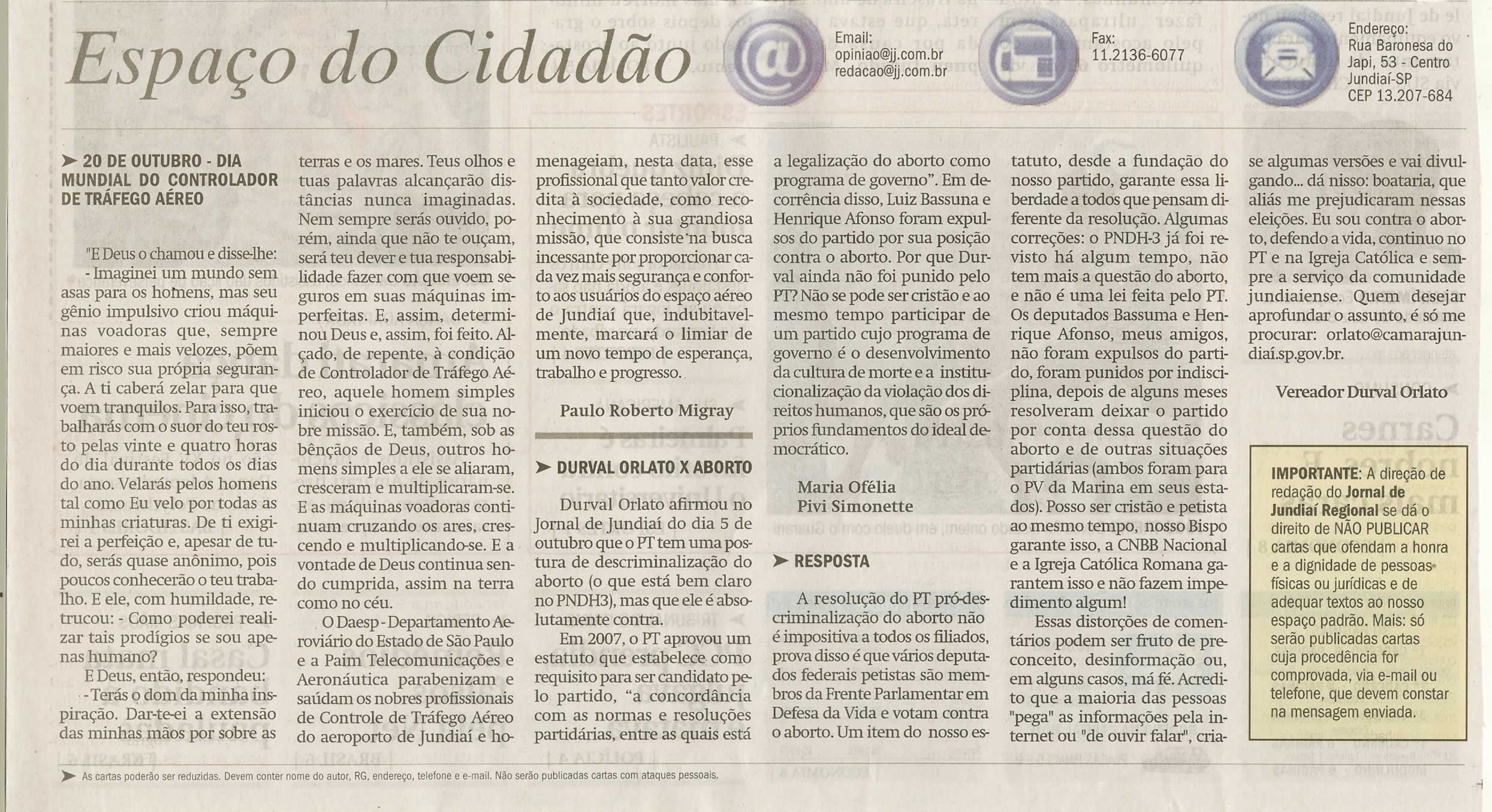 Jornal de Jundiaí - 20/10/2010
