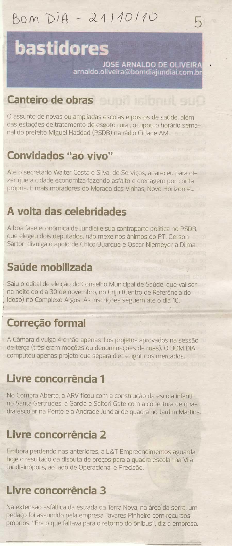 Bom Dia Jundiaí - 21/10/2010