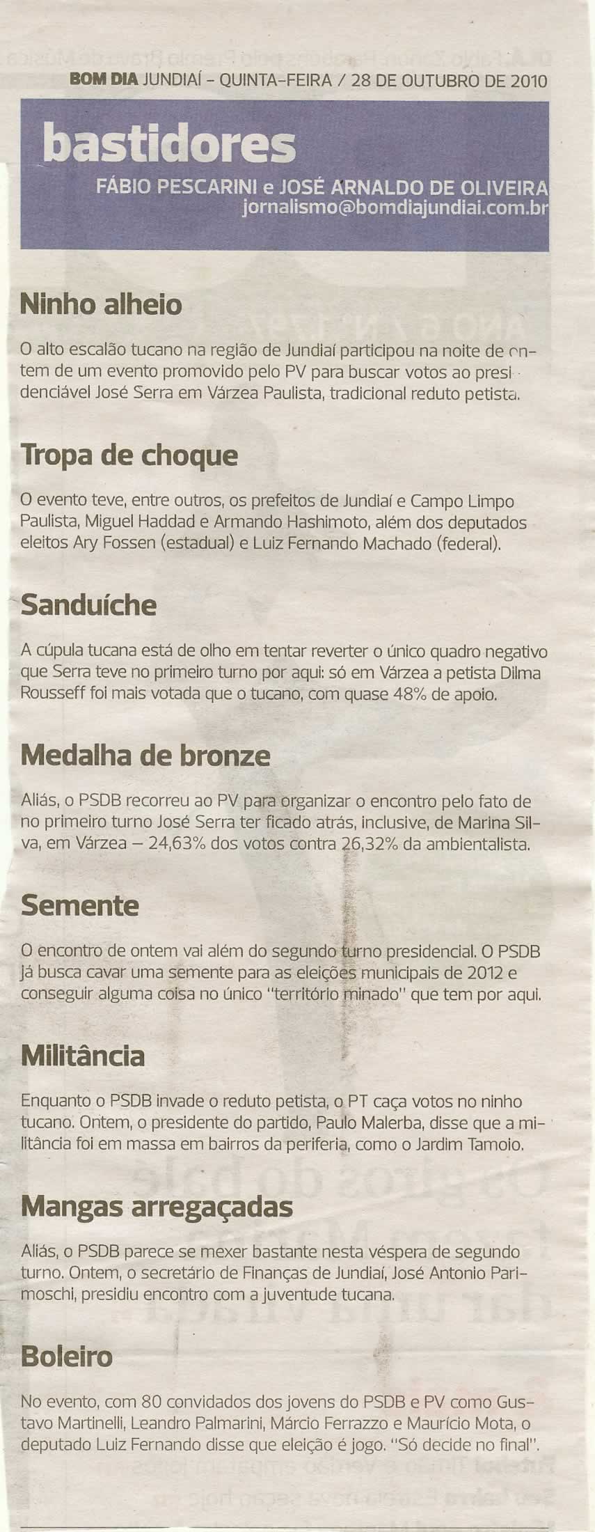 Bom Dia Jundiaí - 28/10/2010