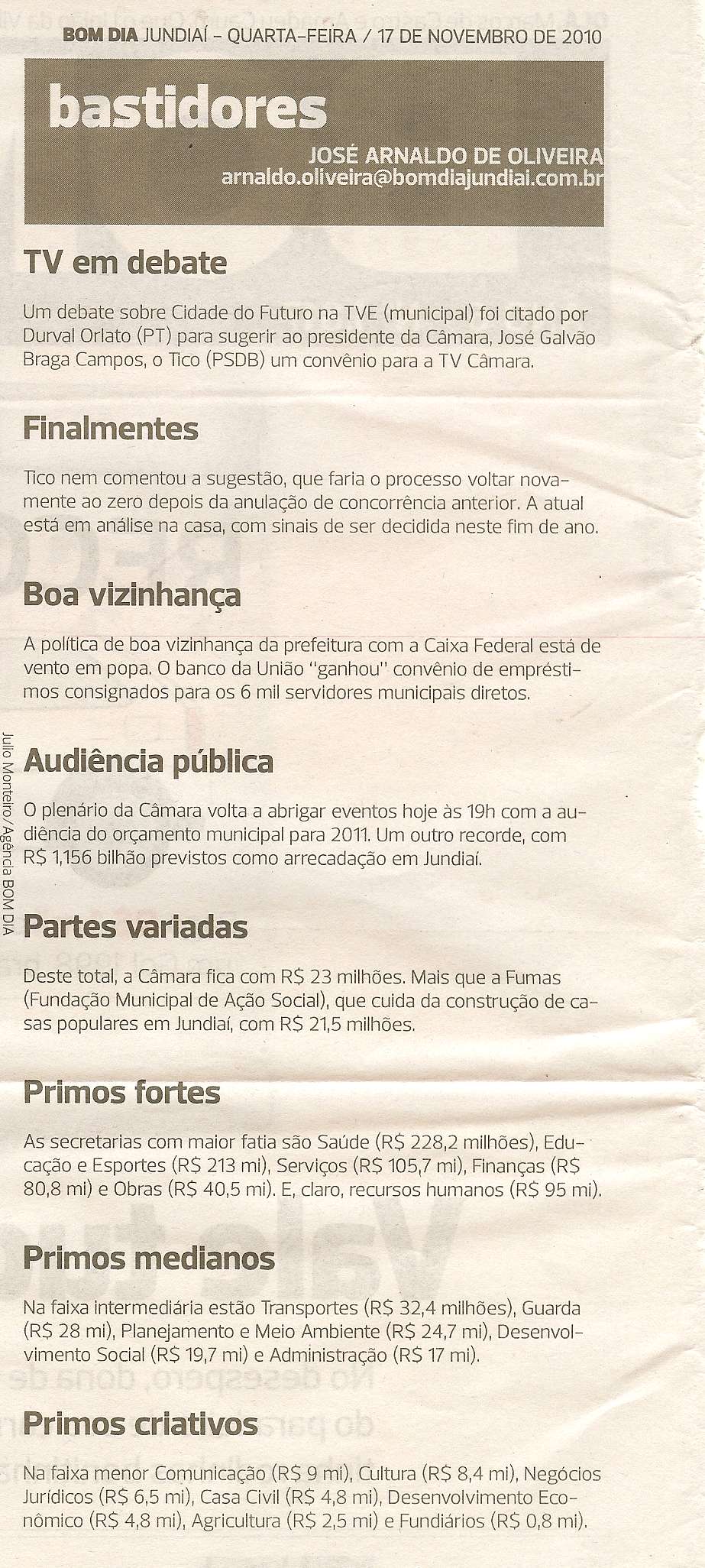 Bom Dia Jundiaí - 17/11/2010