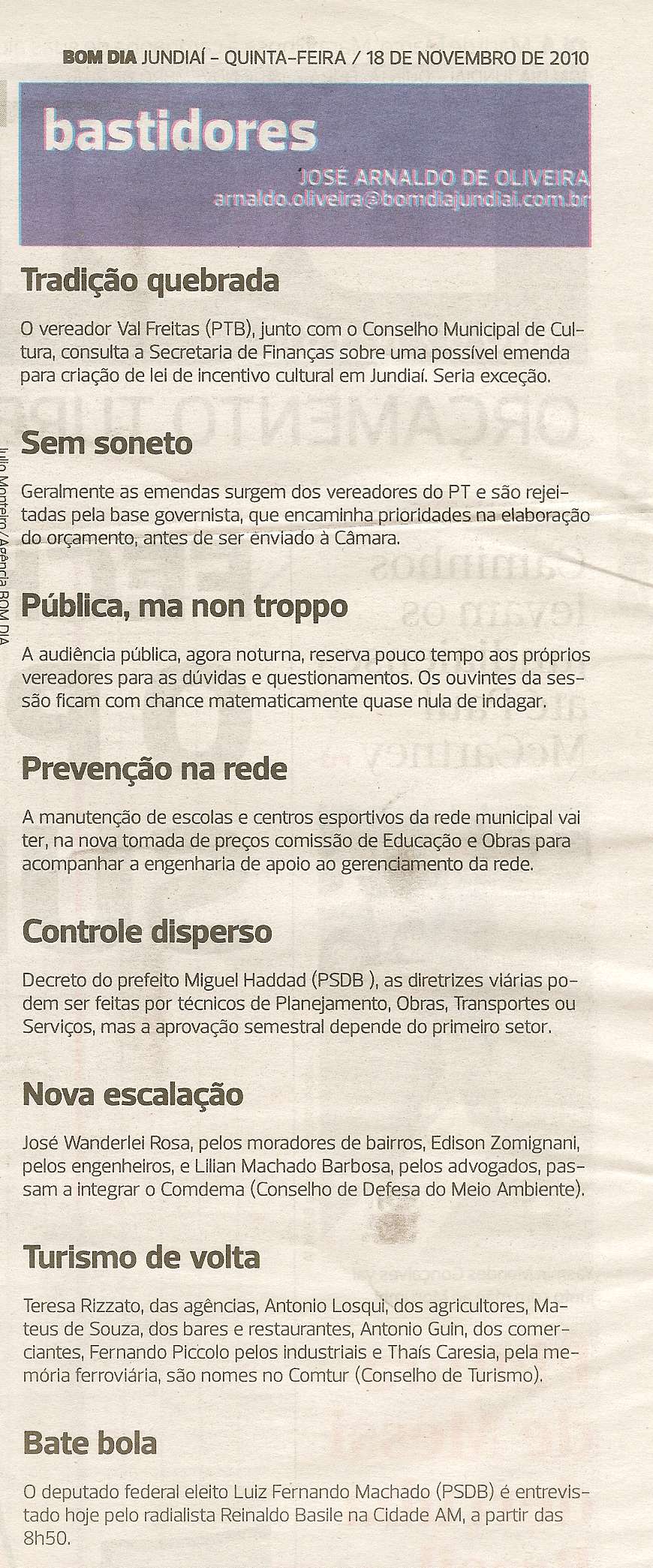 Bom Dia Jundiaí - 18/11/2010